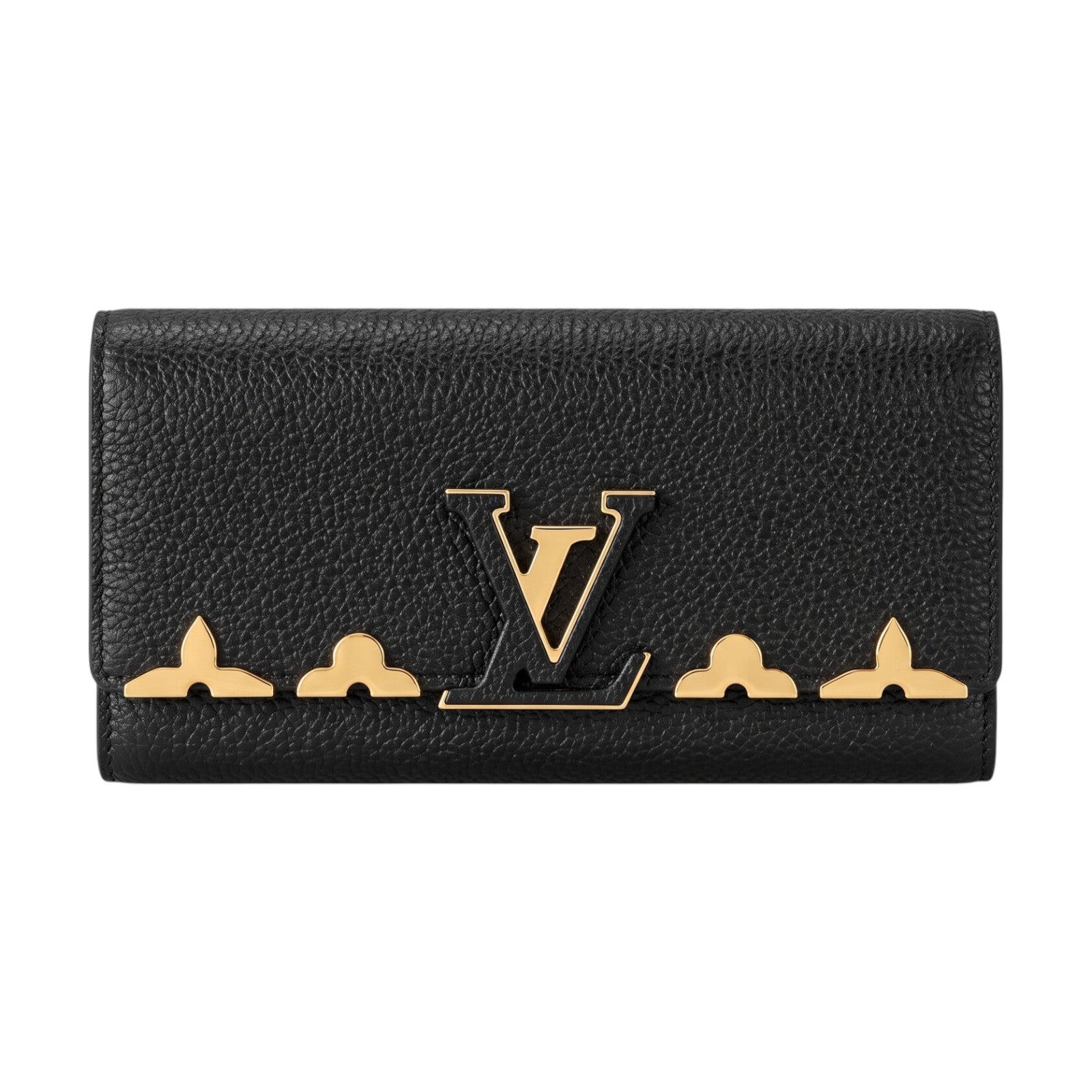 LOUIS VUITTON Taurillon皮革Capucines Wallet金扣長錢包
