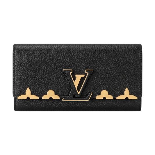 LOUIS VUITTON Taurillon皮革Capucines Wallet金扣長錢包