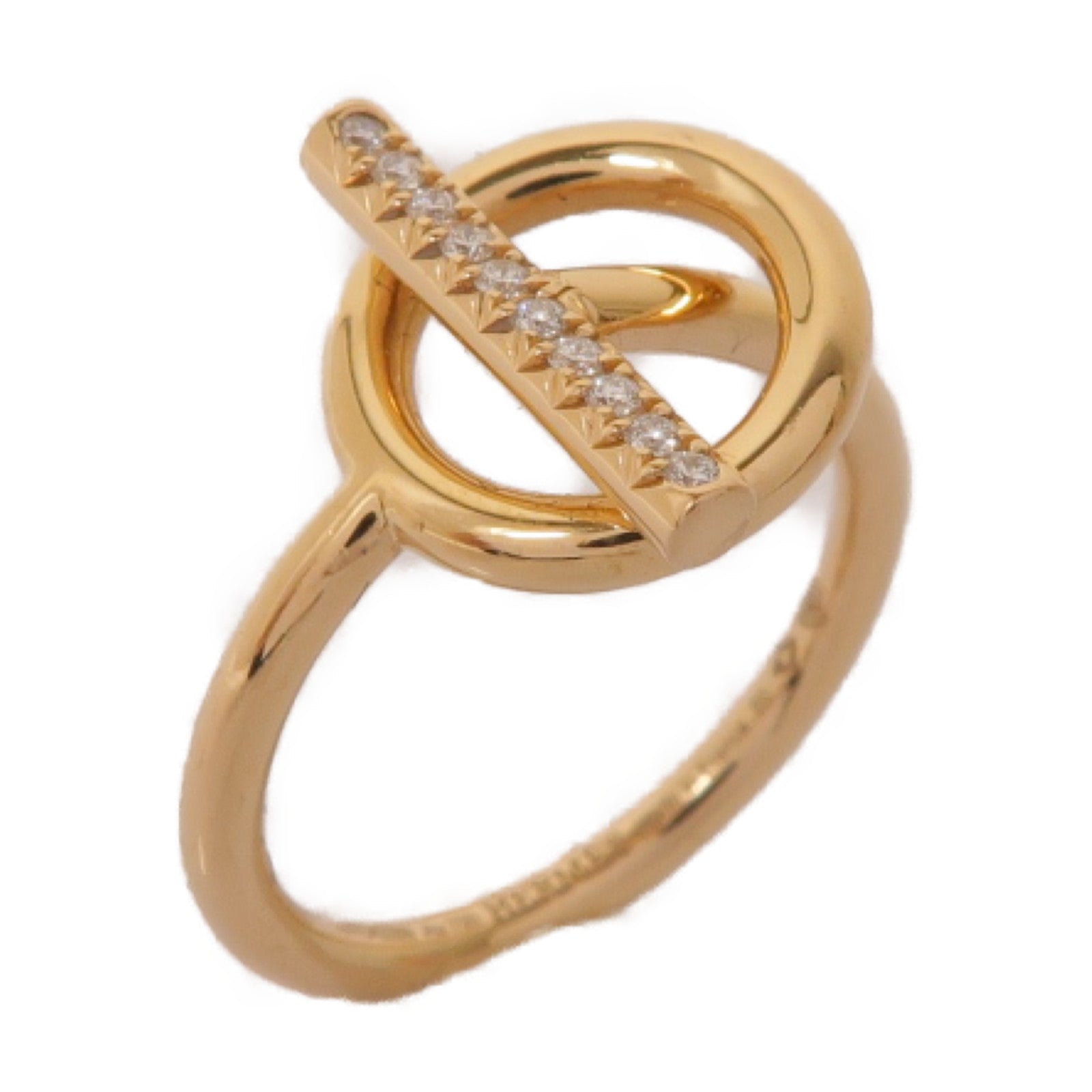 HERMES 18K玫瑰金Echappee Ring 0.07ct鑽石戒指Hermes#50 US#5.5