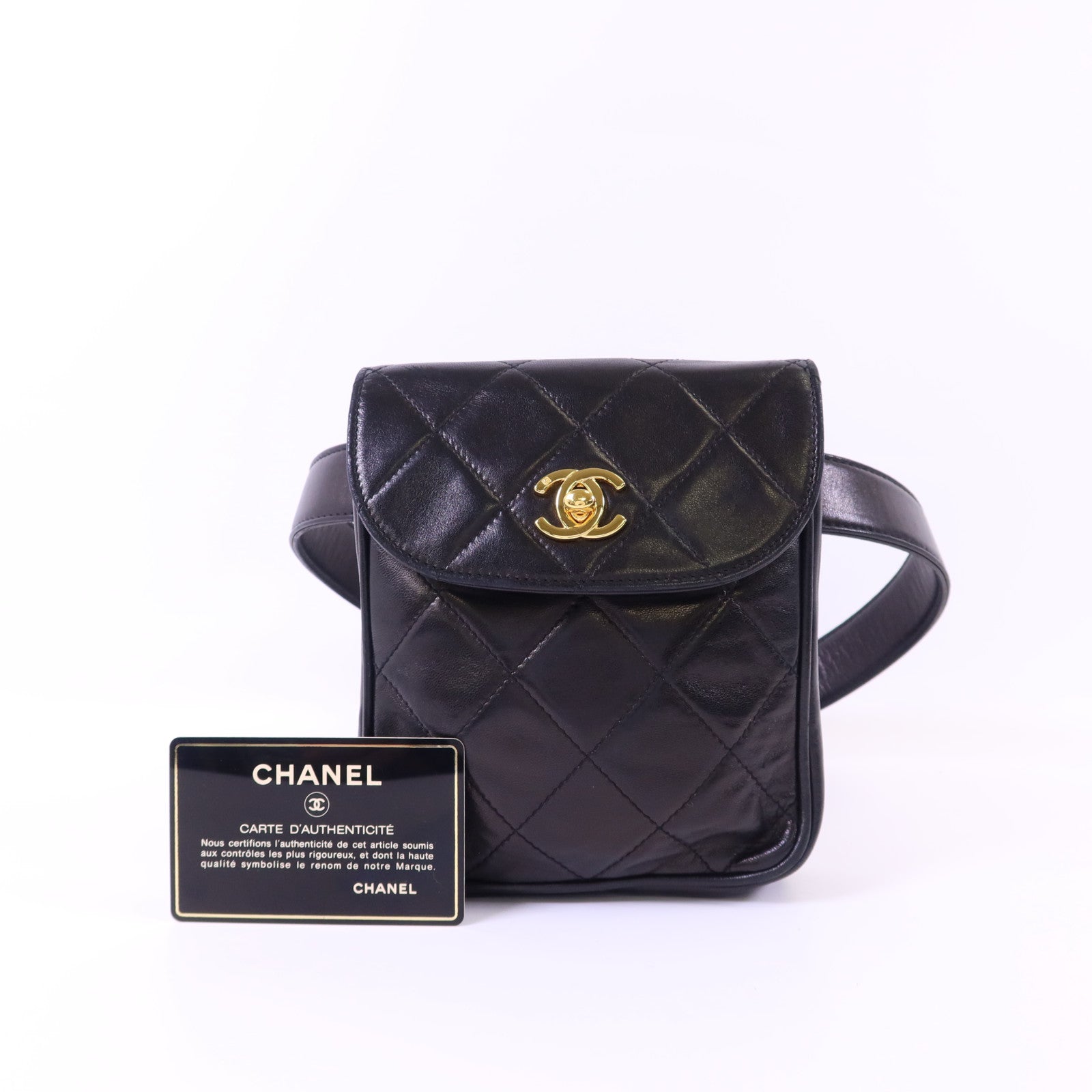 CHANEL 羊皮皮革Waist Bag金扣腰包
