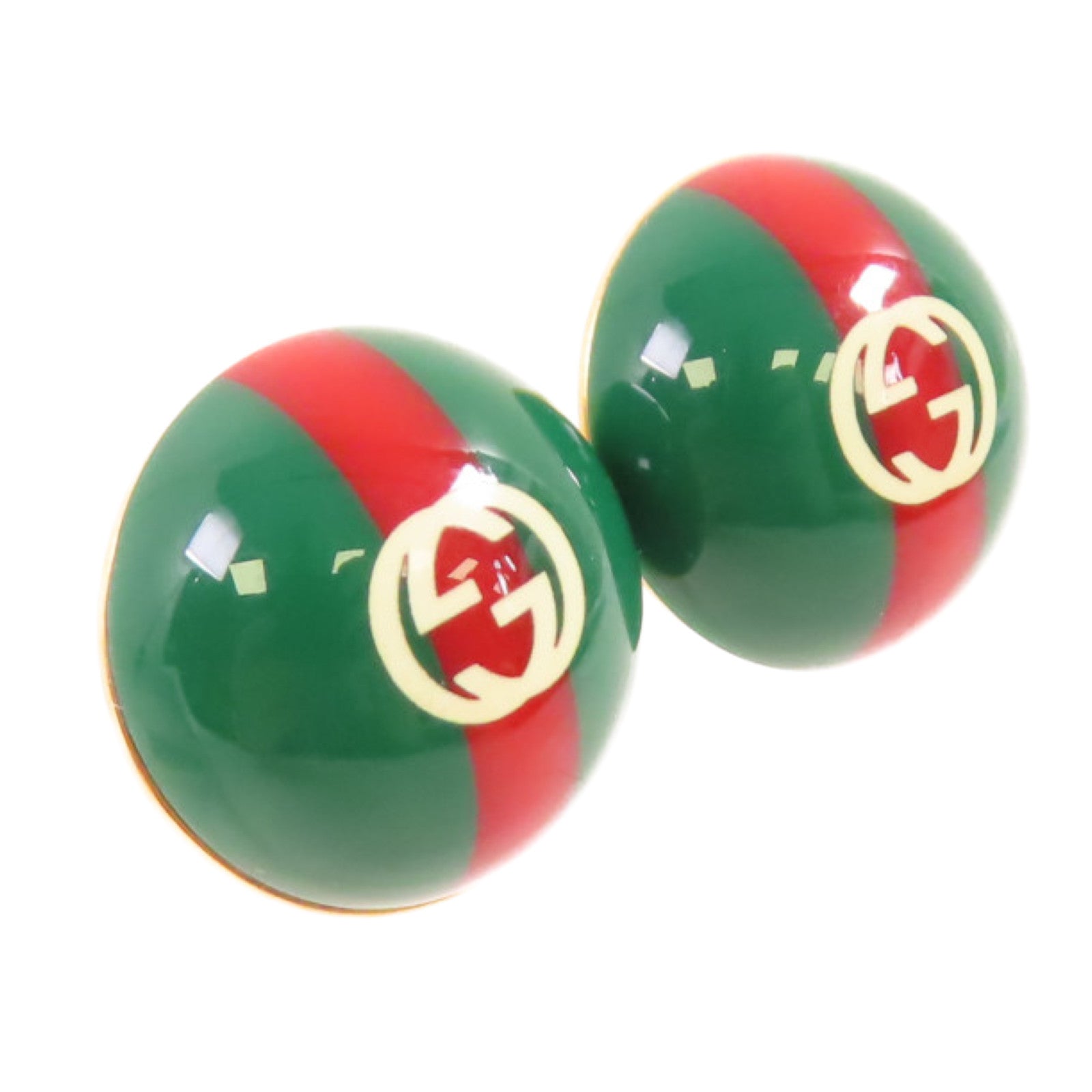 GUCCI 金屬GG Earring金扣耳環綠色/紅色