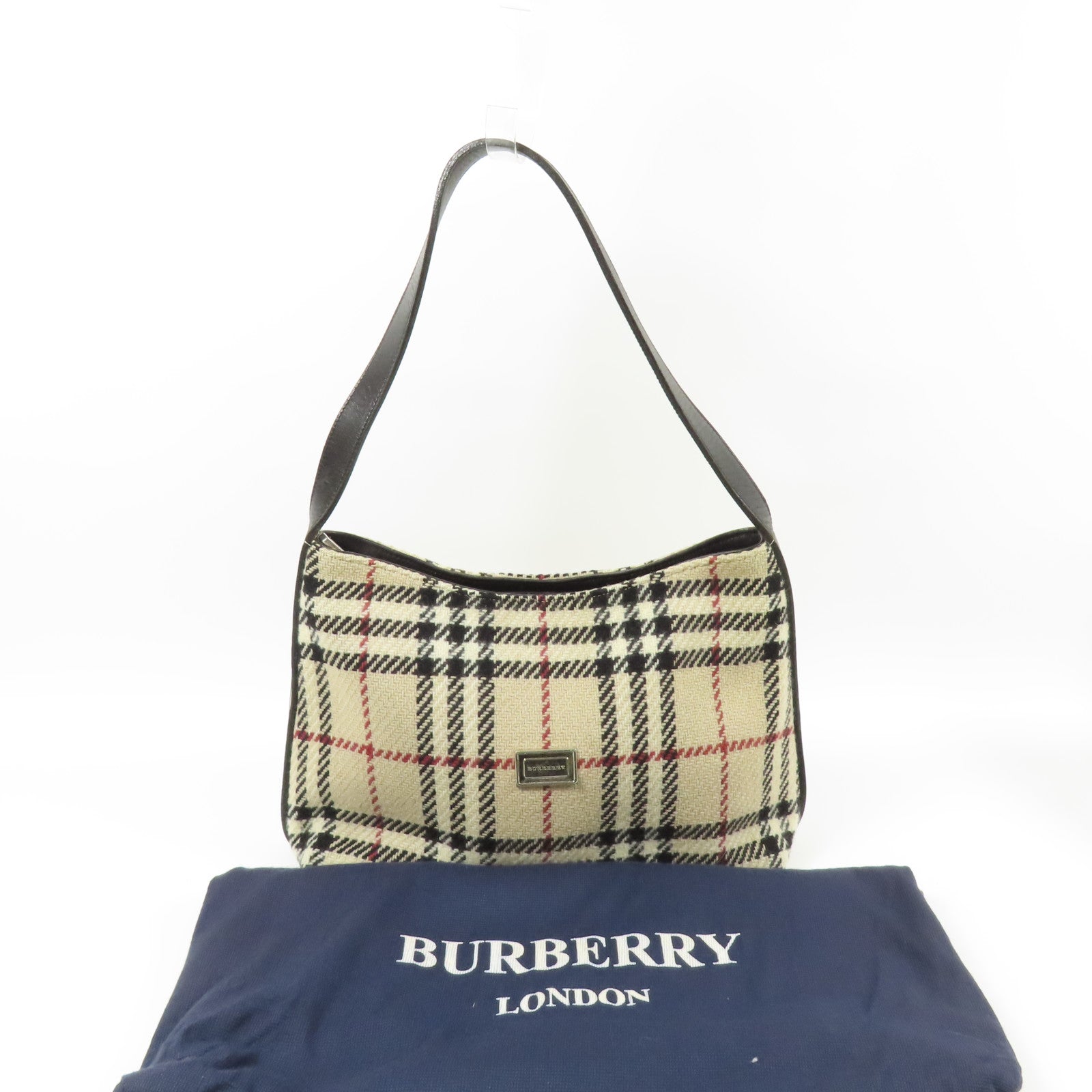 BURBERRY 羊絨Shoulder Bag銀扣肩背袋