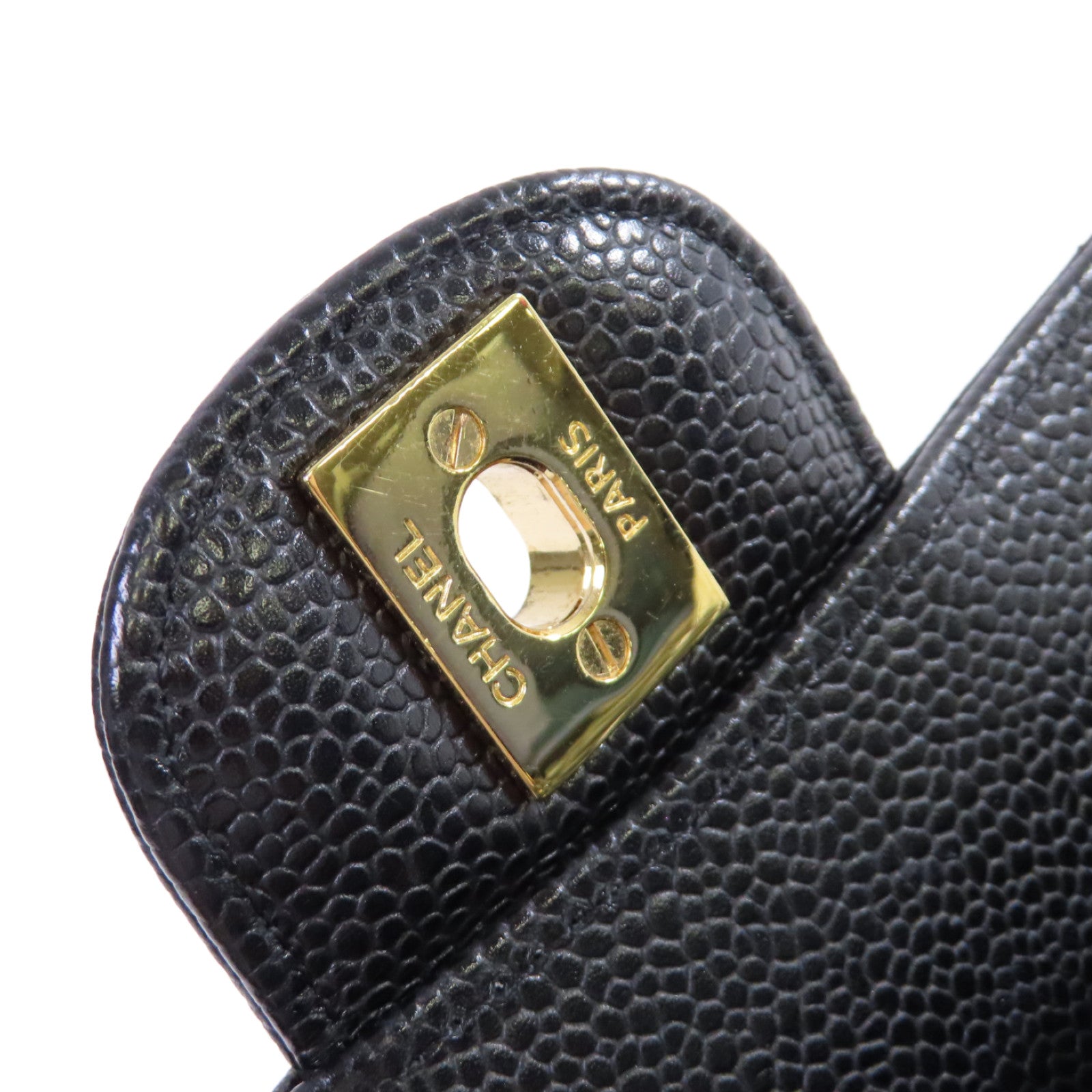CHANEL 菱格Caviar皮革Classic 25 Chain Shoulder Bag金扣鏈帶肩背袋黑色