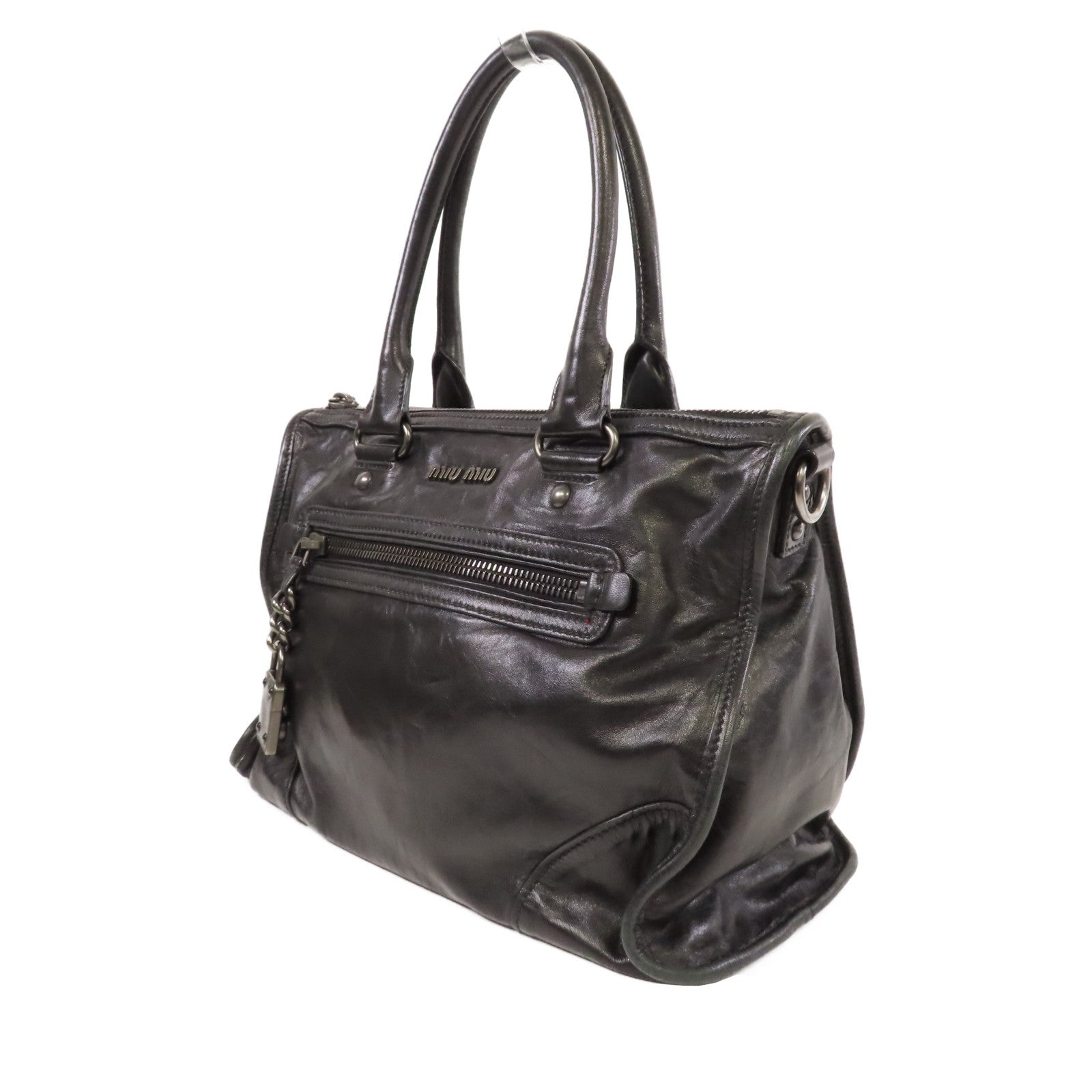 Miu Miu 牛皮皮革2 Way Shoulder手挽肩背兩用袋黑色