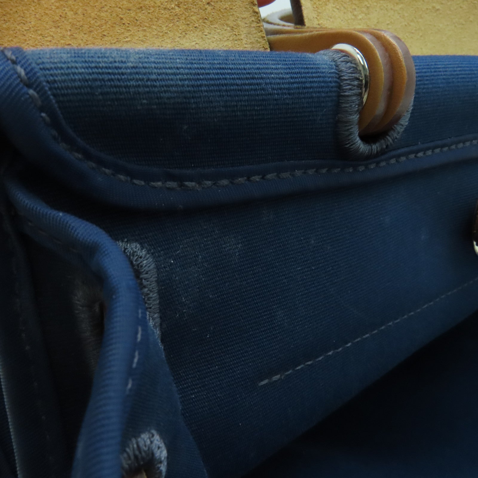 HERMES 帆布HerBag PM銀扣手挽肩背兩用袋Blue De Malte/藍色