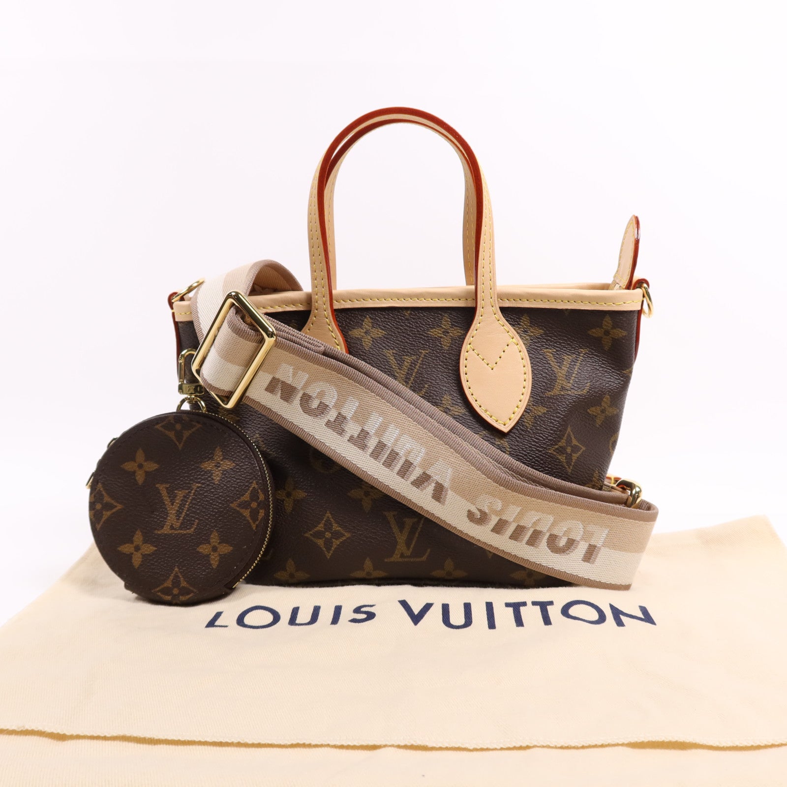 LOUIS VUITTON Monogram Neverfull BB金扣手挽肩背兩用袋
