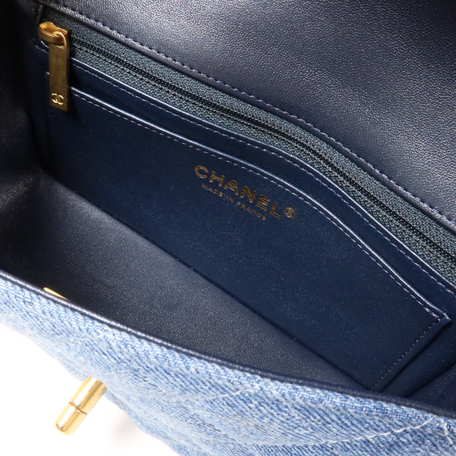 CHANEL 牛仔布Mini Classic 20鏈帶肩背袋