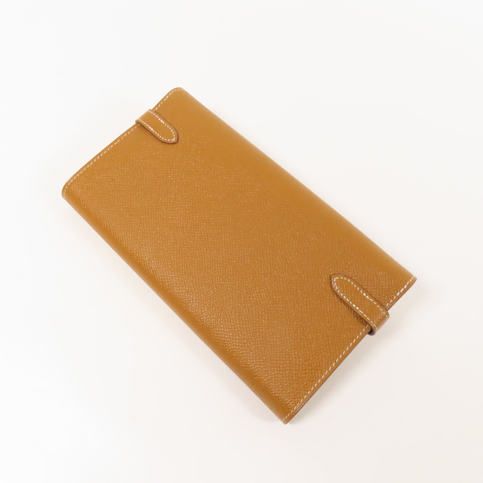 HERMES Epsom皮革Kelly Wallet銀扣長錢包Gold