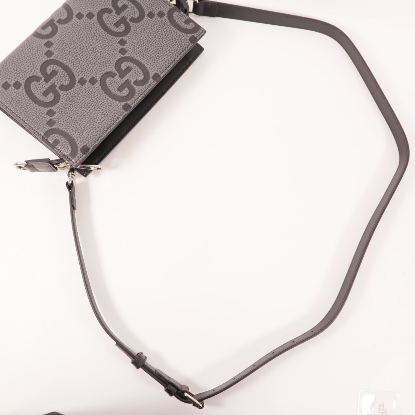GUCCI 【激減優惠】皮革Jumbo GG Mini銀扣肩背袋