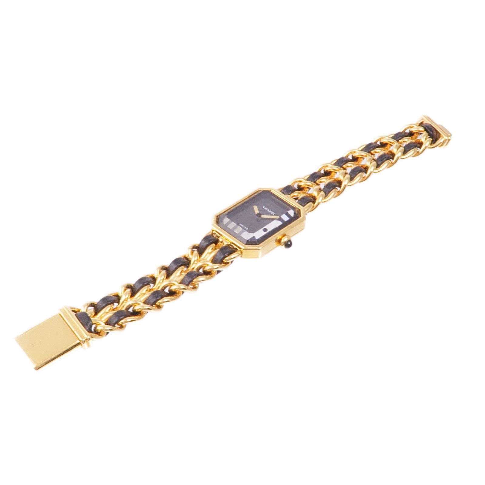 CHANEL CC Premiere S H0001 Quartz Watch Gold Plated Black