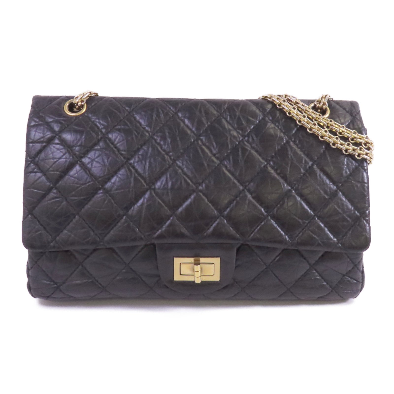 CHANEL 牛皮皮革2.55 Large金扣鏈帶肩背袋