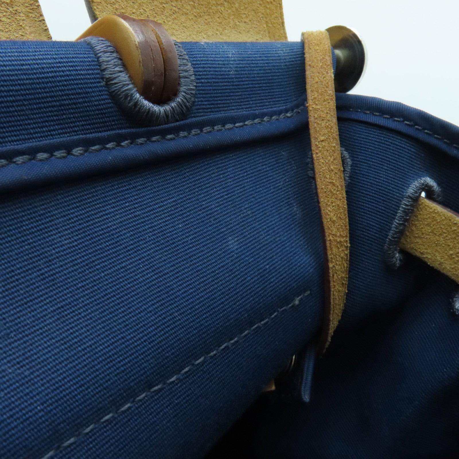 HERMES 帆布HerBag PM銀扣手挽肩背兩用袋Blue De Malte/藍色