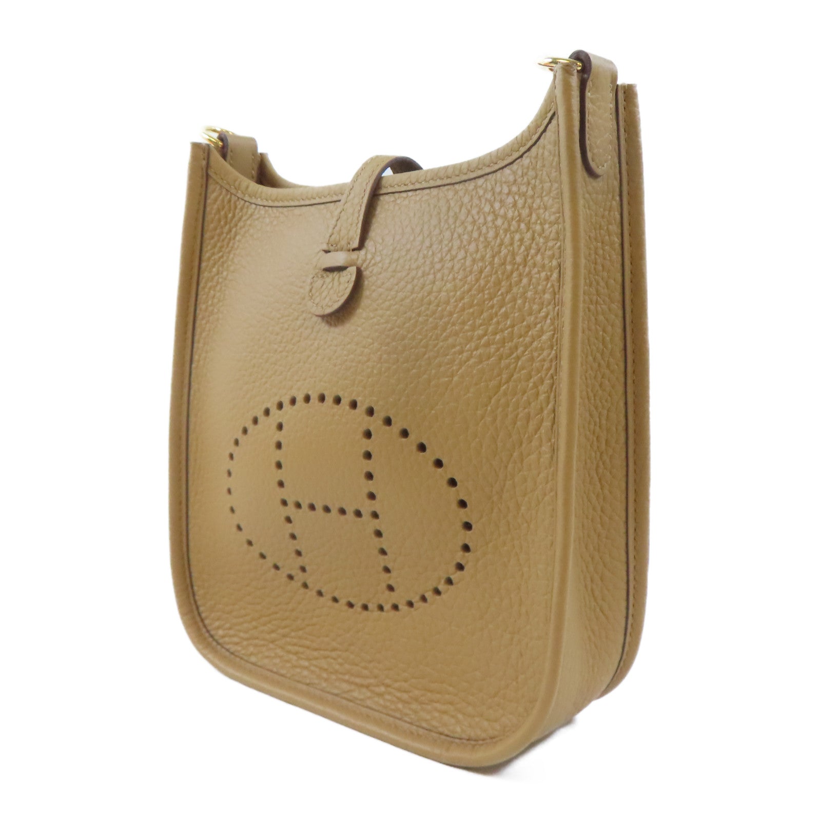 HERMES Clemence皮革Evelyne TPM金扣肩背袋Biscuit/啡色