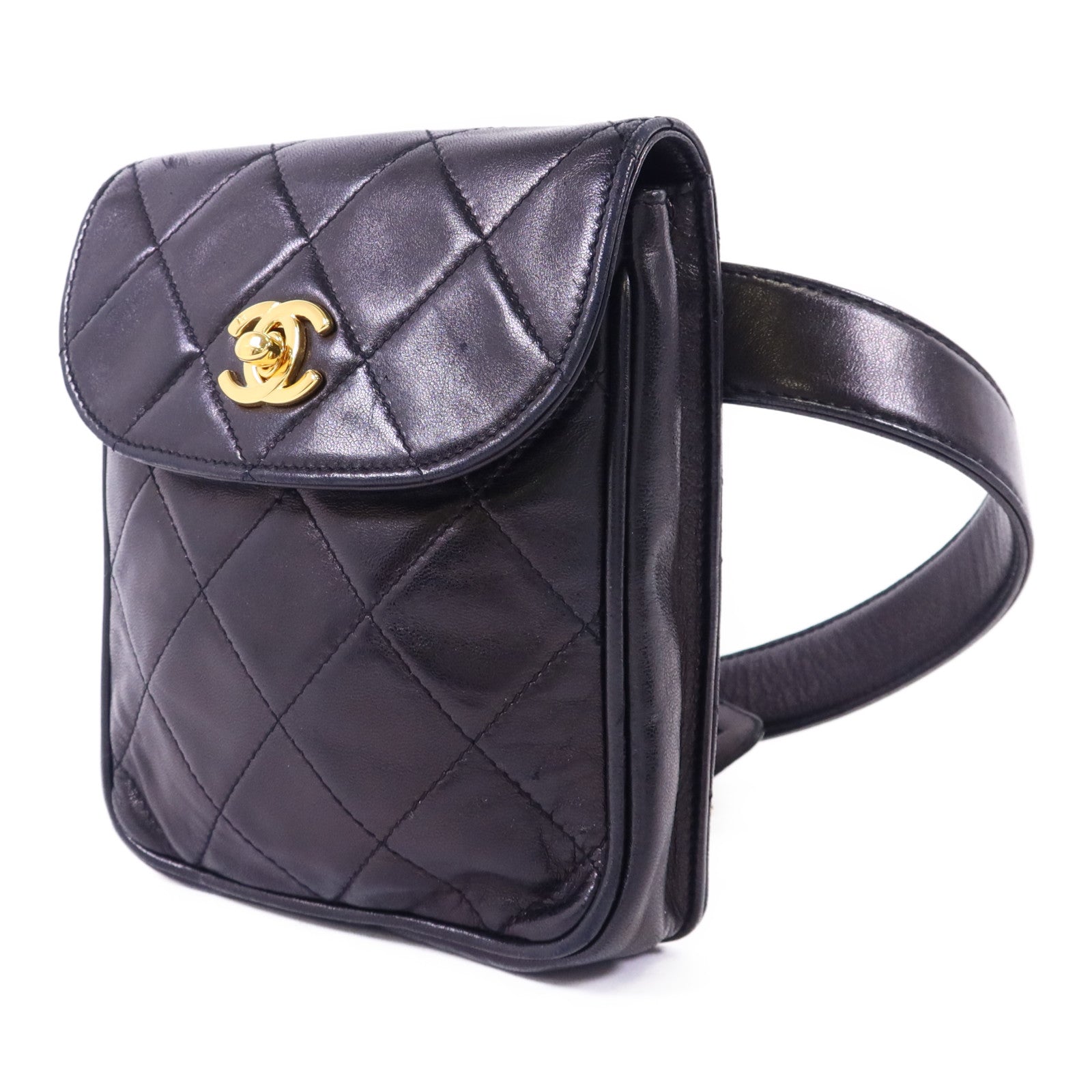 CHANEL 羊皮皮革Waist Bag金扣腰包