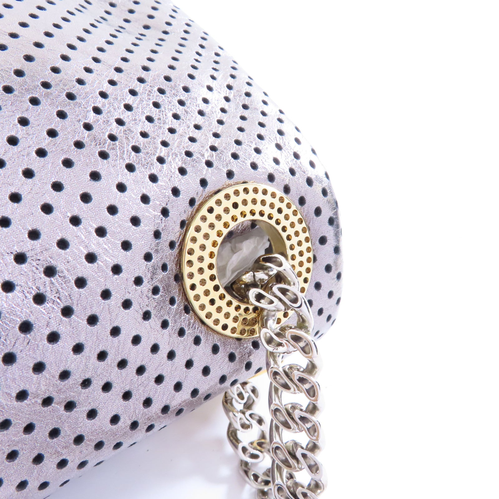 CHANEL 【激減優惠】牛皮皮革Chain Shoulder金銀扣鏈帶肩背袋銀色