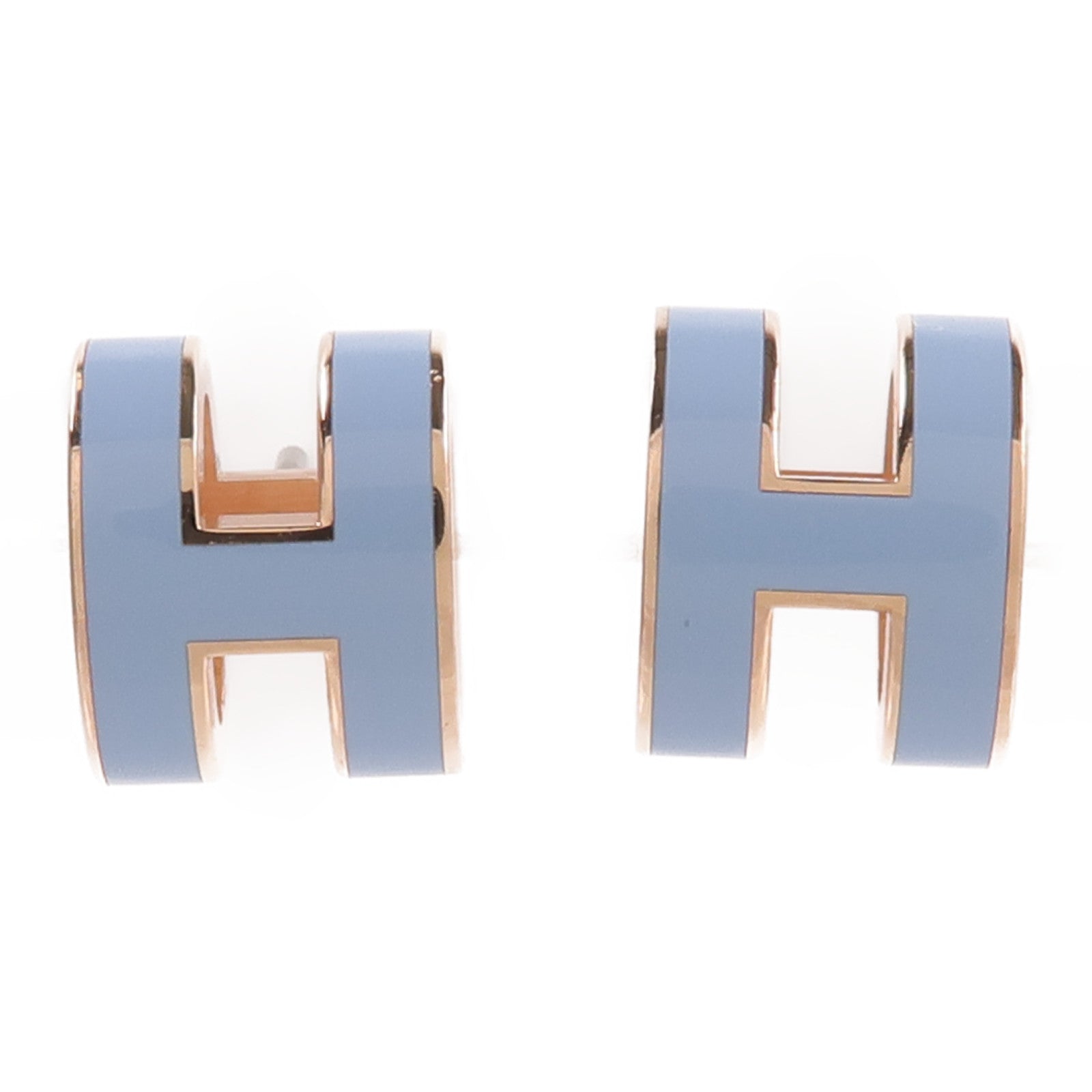 HERMES 金屬Mini Pop H Earrings耳環Bleu Polaire