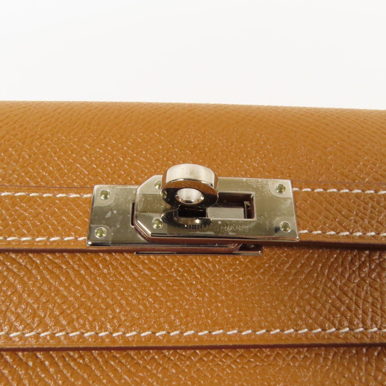 HERMES Epsom皮革Kelly Wallet銀扣長錢包Gold