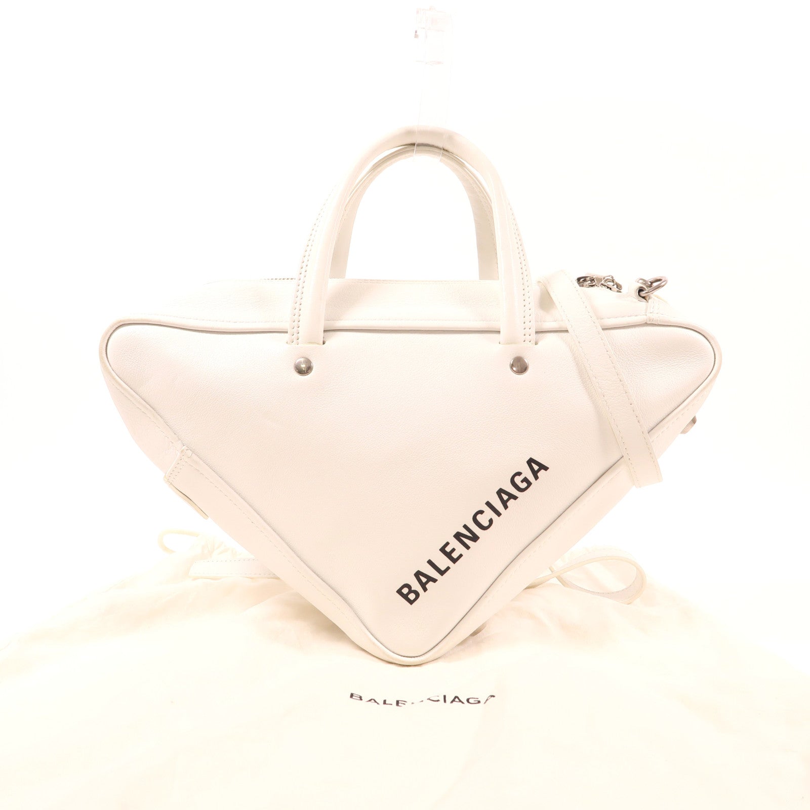BALENCIAGA SHW 2 Way Shoulder Bag Handbag 476975 Calfskin Leather White