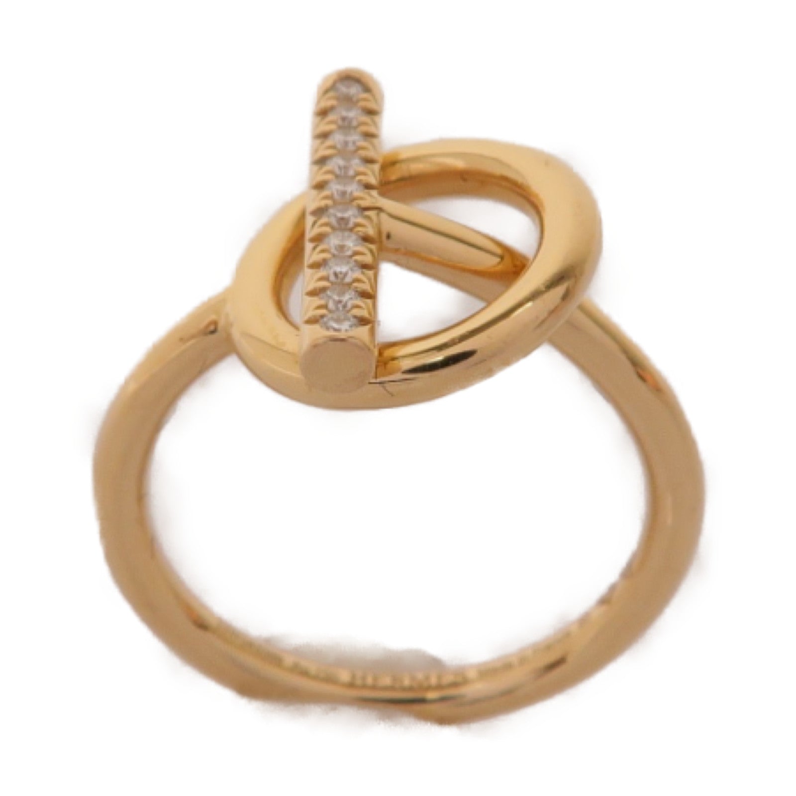 HERMES 18K玫瑰金Echappee Ring 0.07ct鑽石戒指Hermes#50 US#5.5
