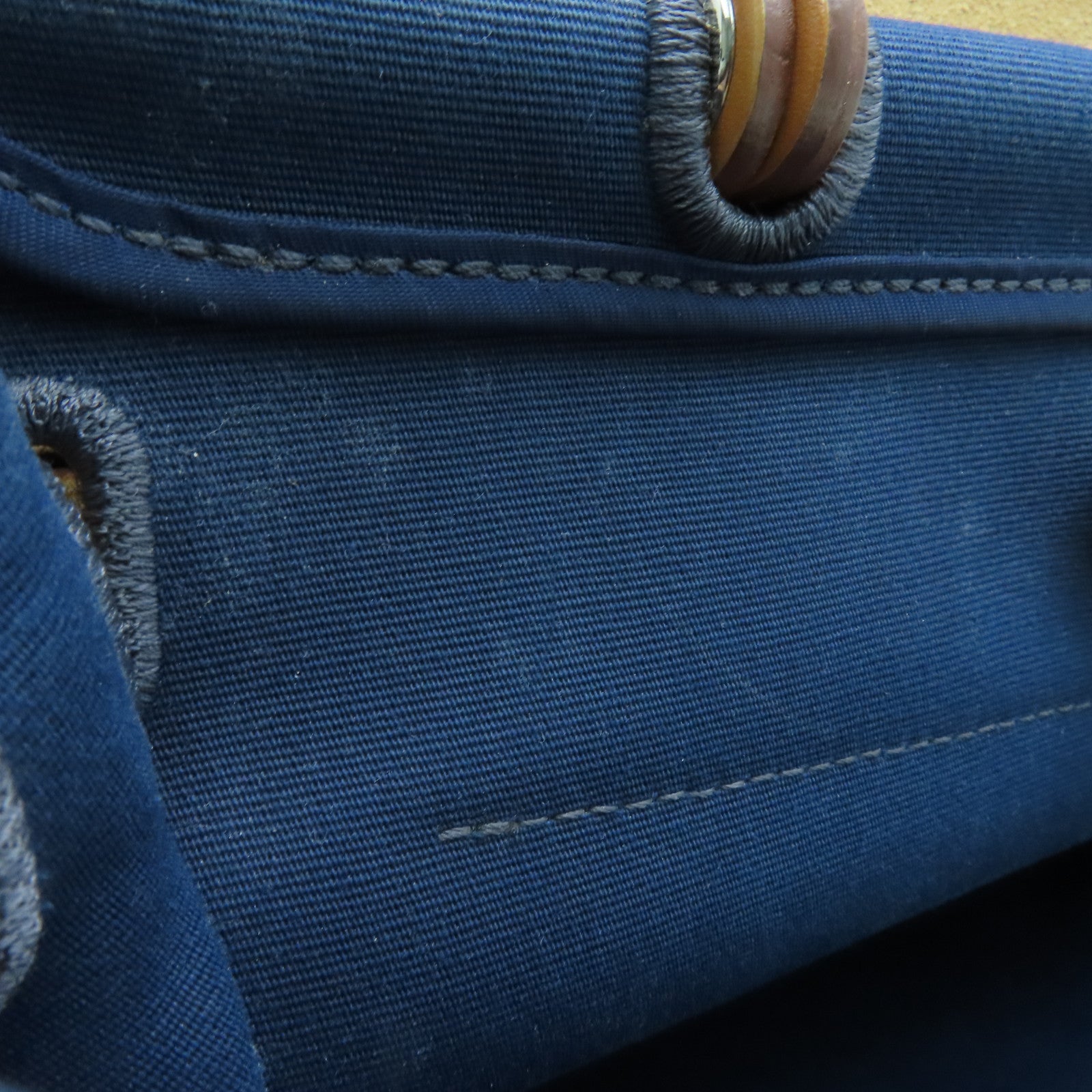 HERMES 帆布HerBag PM銀扣手挽肩背兩用袋Blue De Malte/藍色