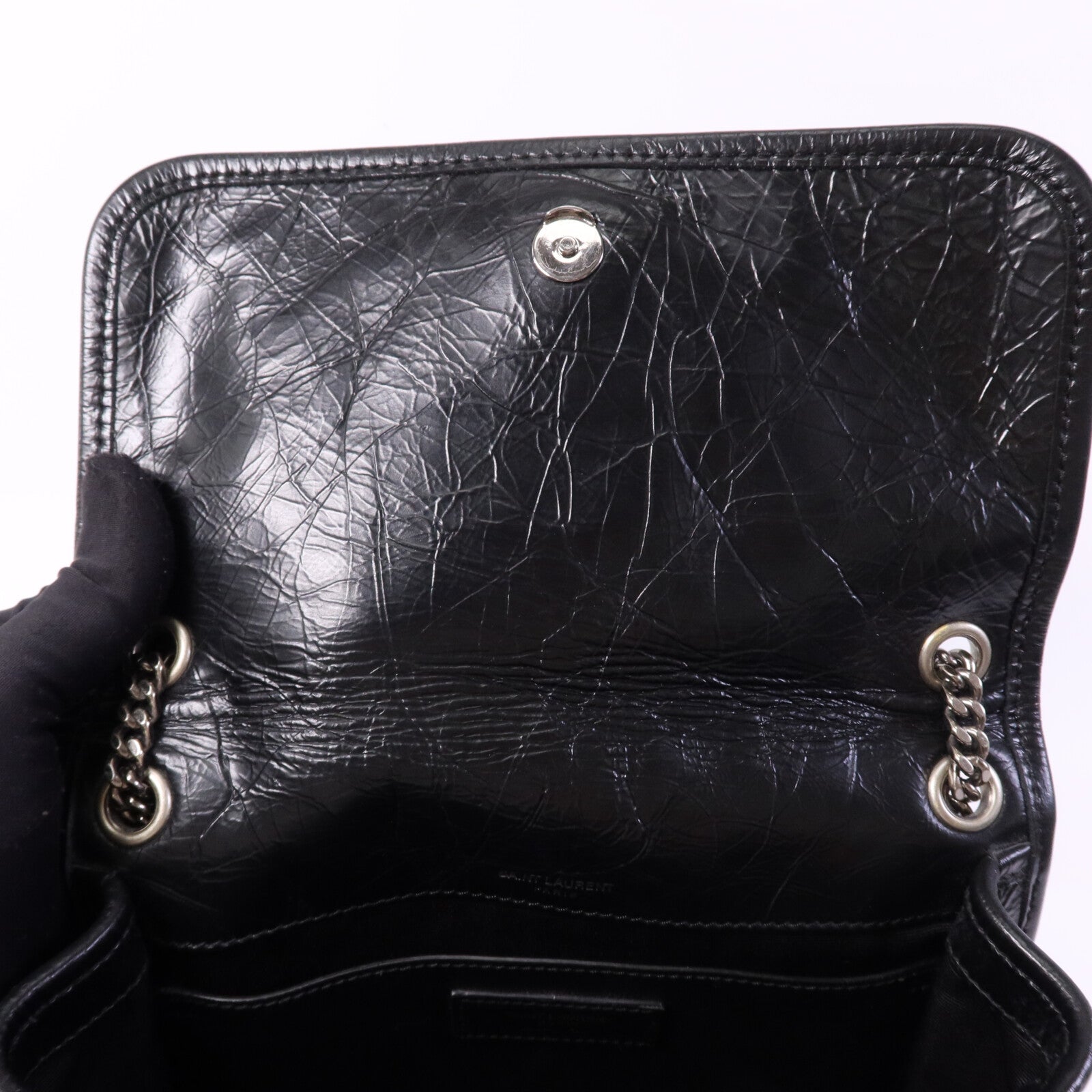 SAINT LAURENT 牛皮皮革Niki Baby銀扣鏈帶肩背袋