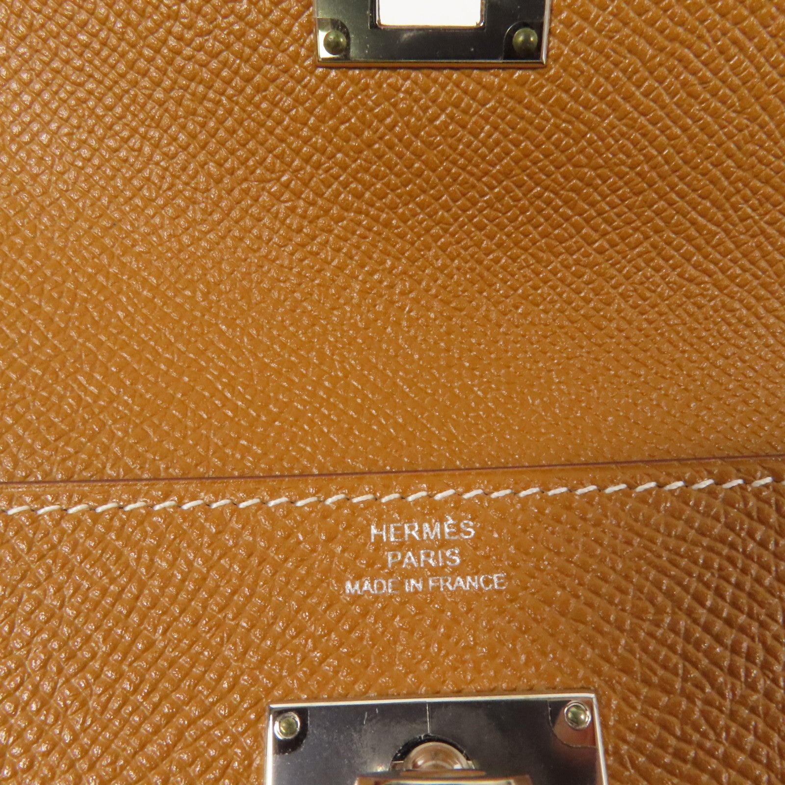 HERMES Epsom皮革Kelly Wallet銀扣長錢包Gold