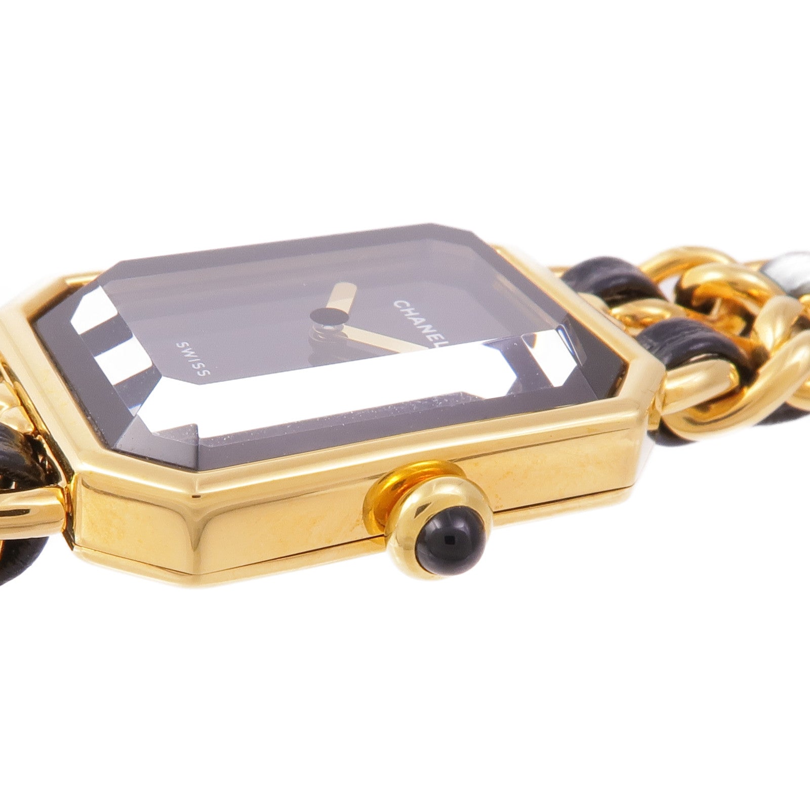 CHANEL CC Premiere S H0001 Quartz Watch Gold Plated Black