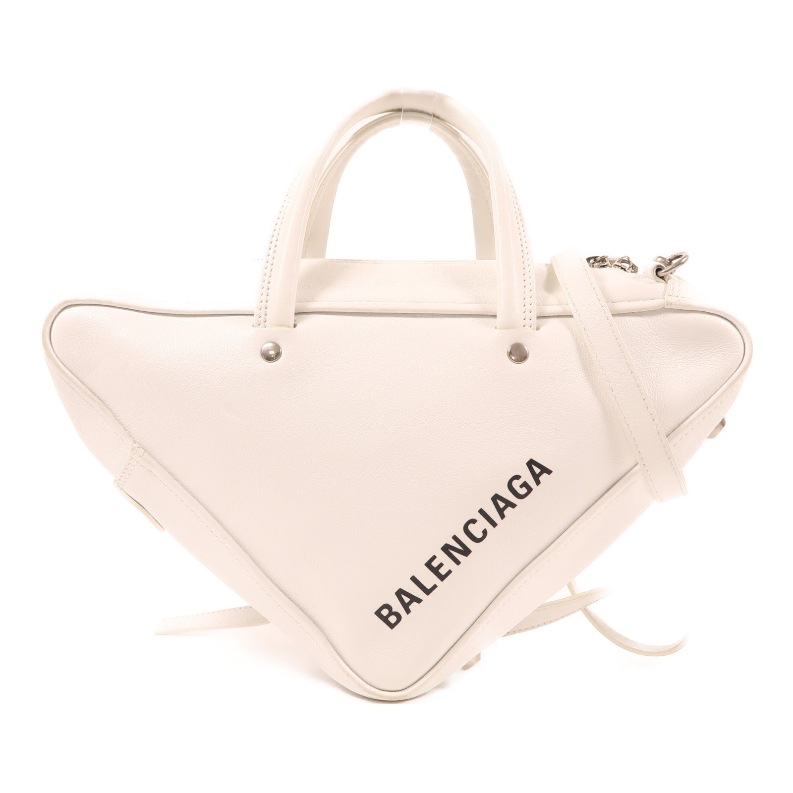 BALENCIAGA SHW 2 Way Shoulder Bag Handbag 476975 Calfskin Leather White