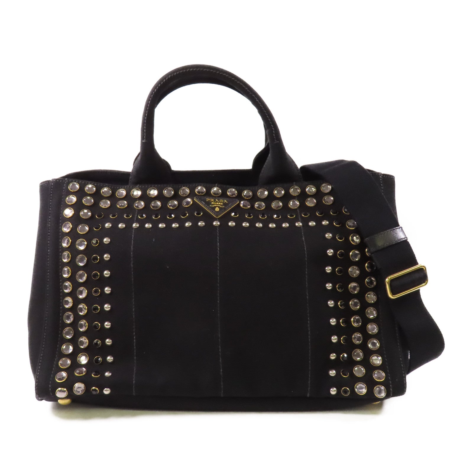 PRADA 帆布2 Way Shoulder金扣手挽肩背兩用袋