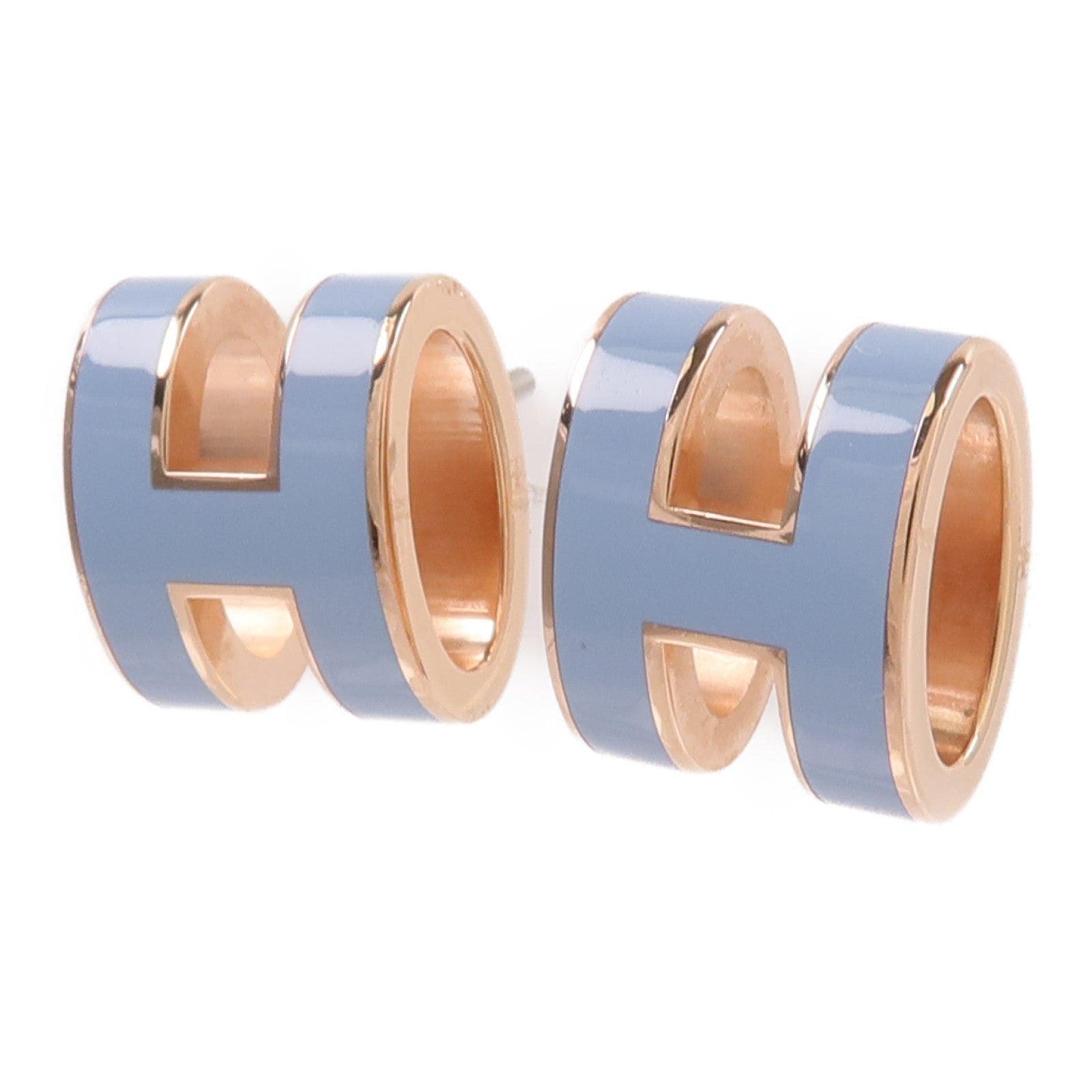 HERMES 金屬Mini Pop H Earrings耳環Bleu Polaire