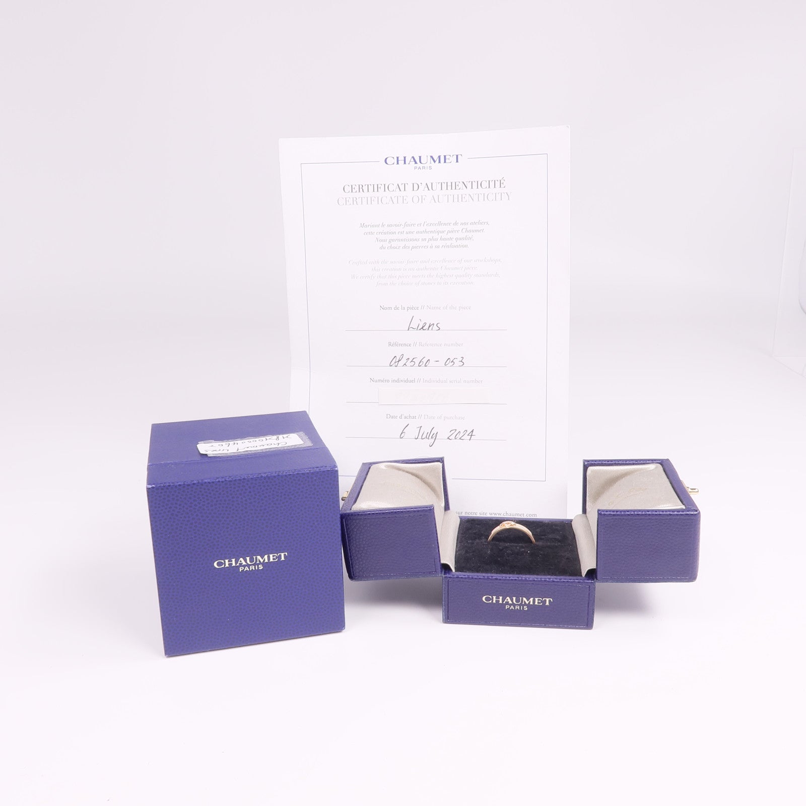 Chaumet 18K玫瑰金Liens Evidence Ring鑽石戒指Chaumet#53/US#6.5