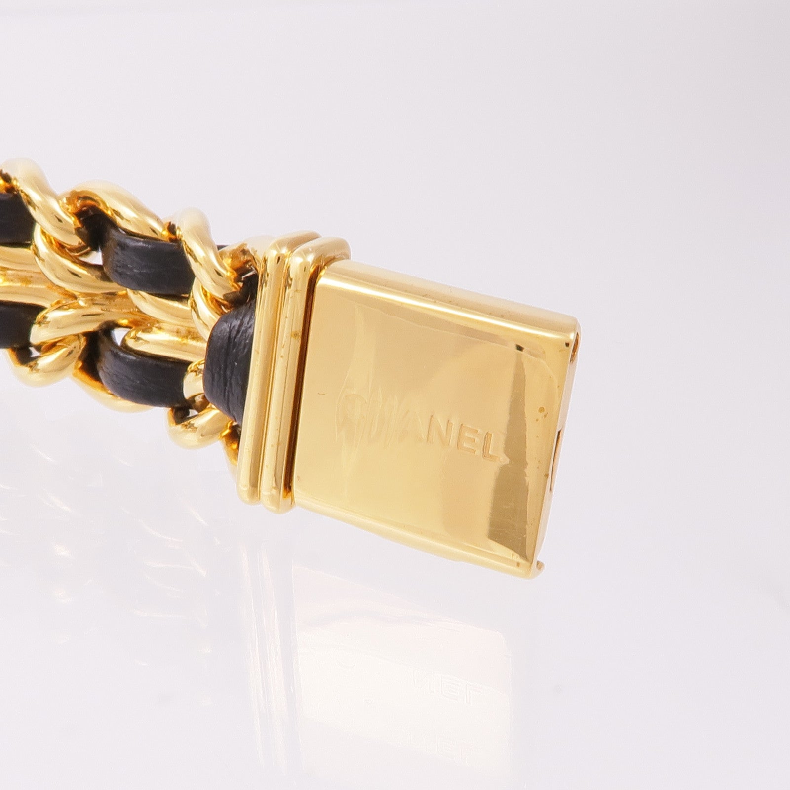 CHANEL CC Premiere S H0001 Quartz Watch Gold Plated Black