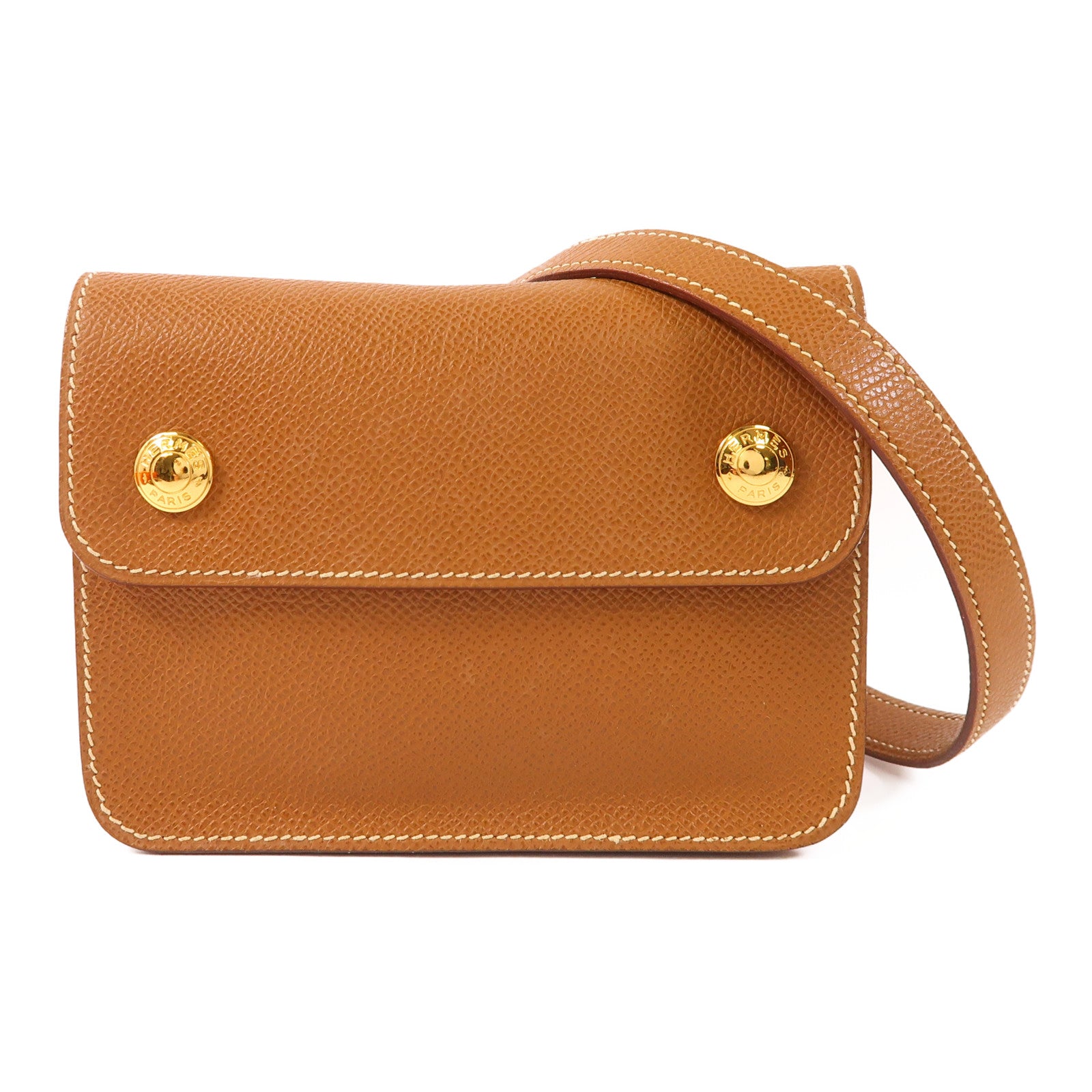 HERMES 【激減優惠】Epsom皮革Belt/Waist/Body Bag金扣腰包Gold