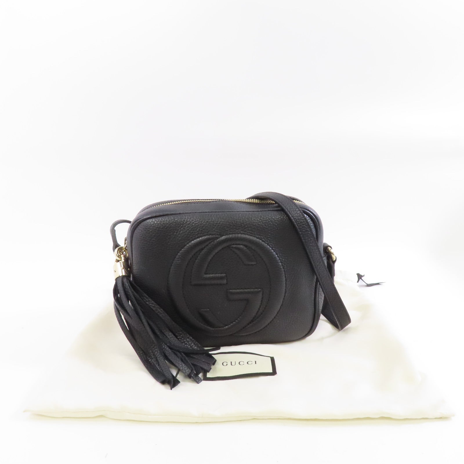 GUCCI 牛皮皮革Soho Disco金扣肩背袋黑色