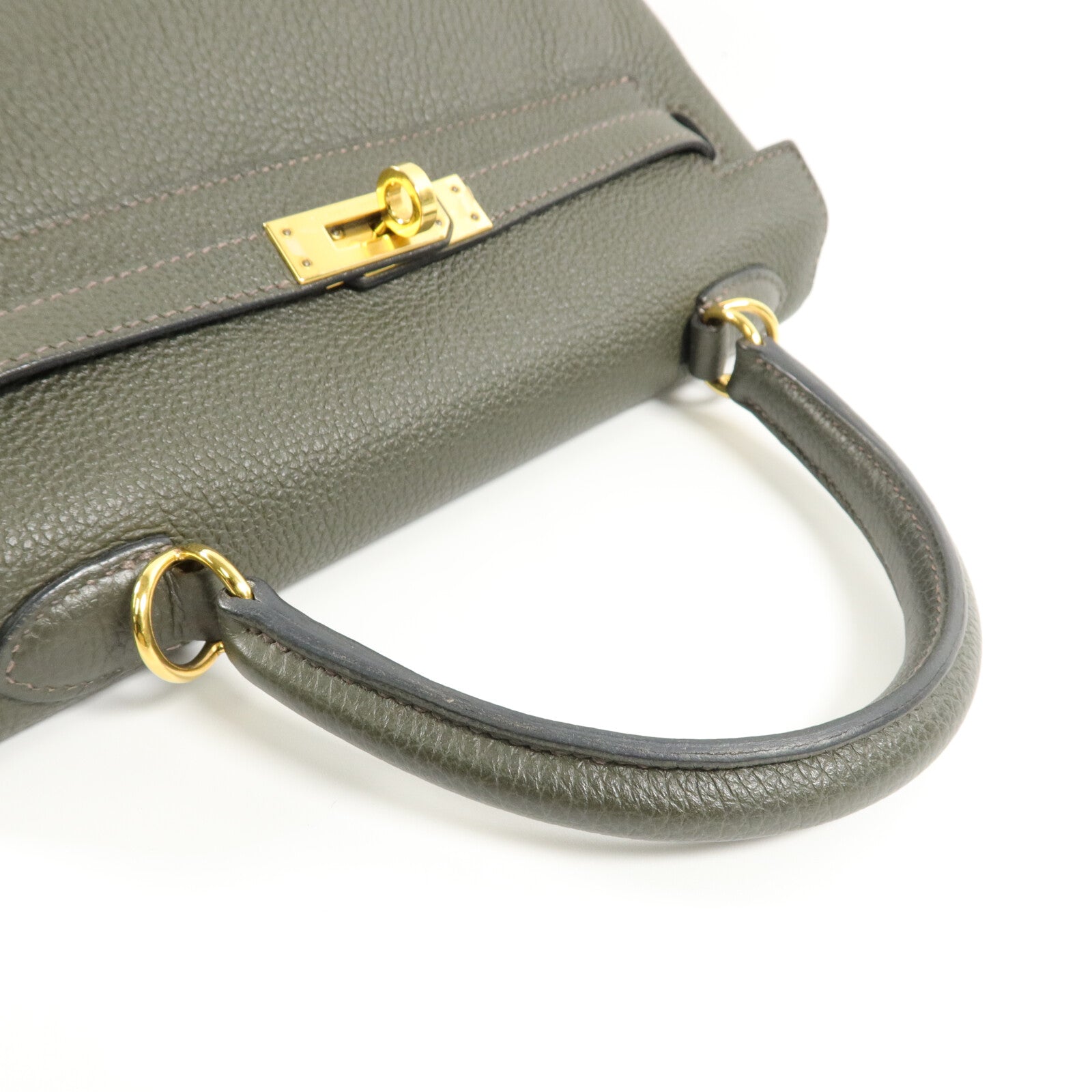 HERMES 皮革Kelly 25手挽肩背兩用袋Vert De Gris