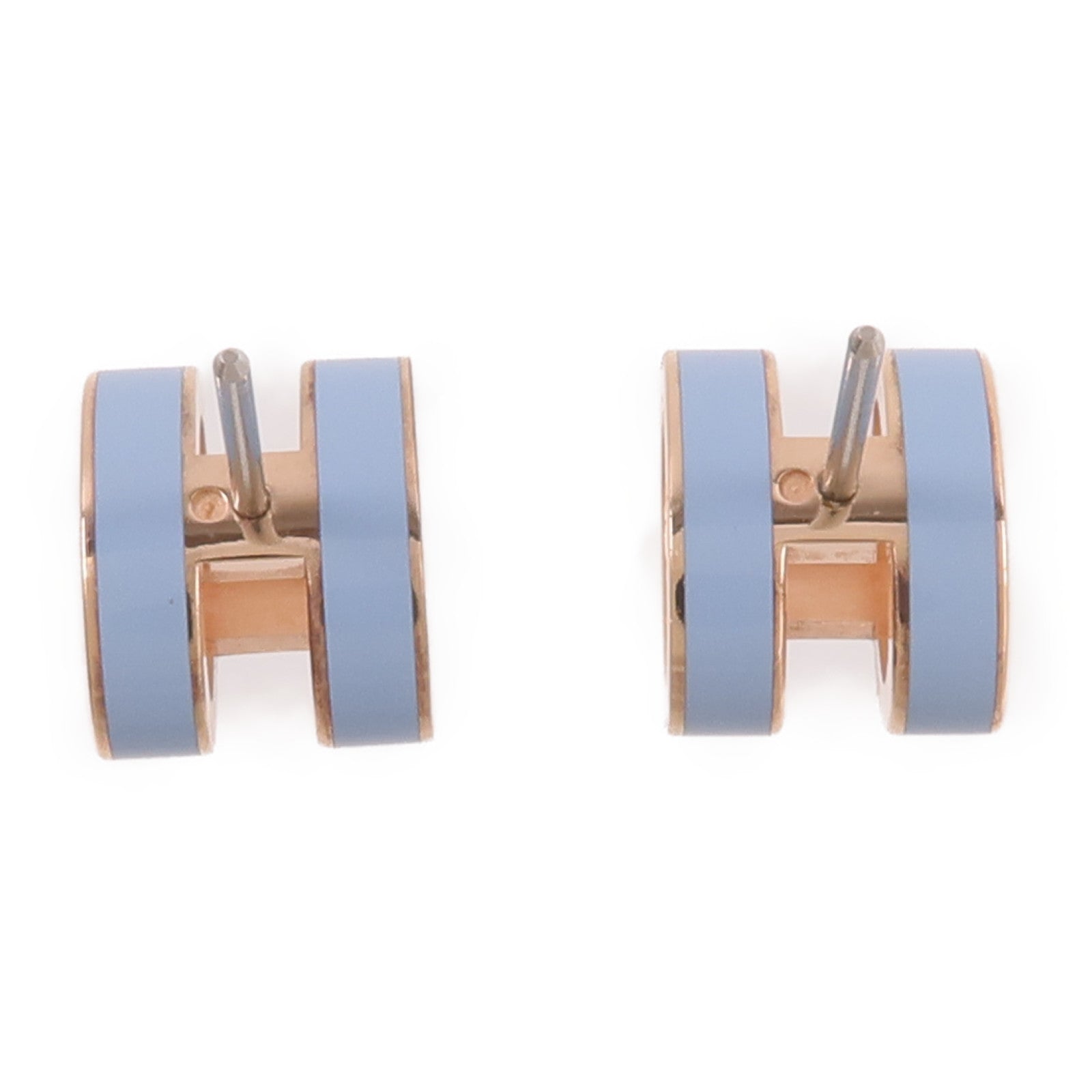 HERMES 金屬Mini Pop H Earrings耳環Bleu Polaire
