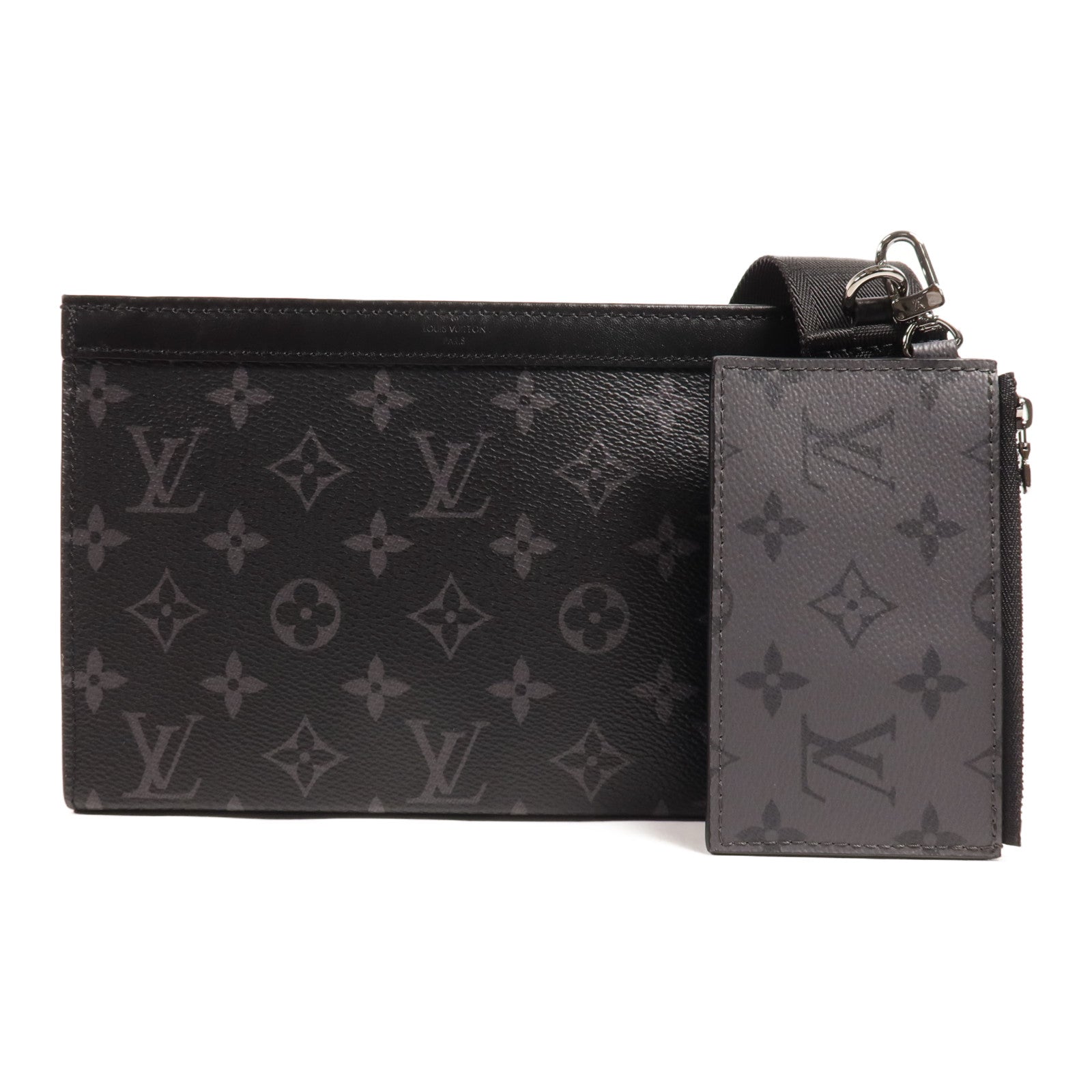 LOUIS VUITTON Monogram Eclipse Gaston銀扣肩背袋
