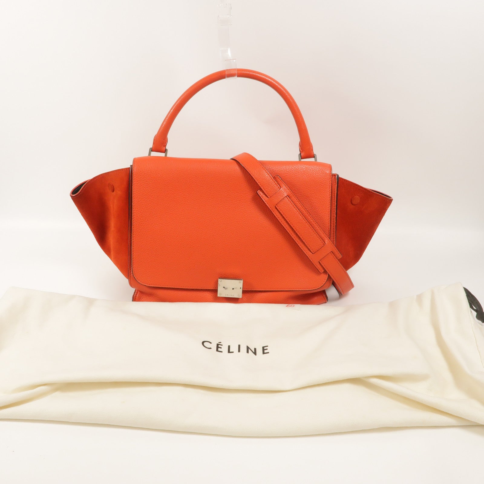 CELINE 牛皮皮革/麂皮皮革Trapeze手挽肩背兩用袋