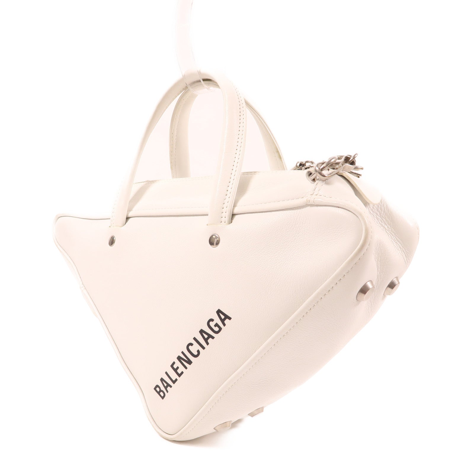 BALENCIAGA SHW 2 Way Shoulder Bag Handbag 476975 Calfskin Leather White