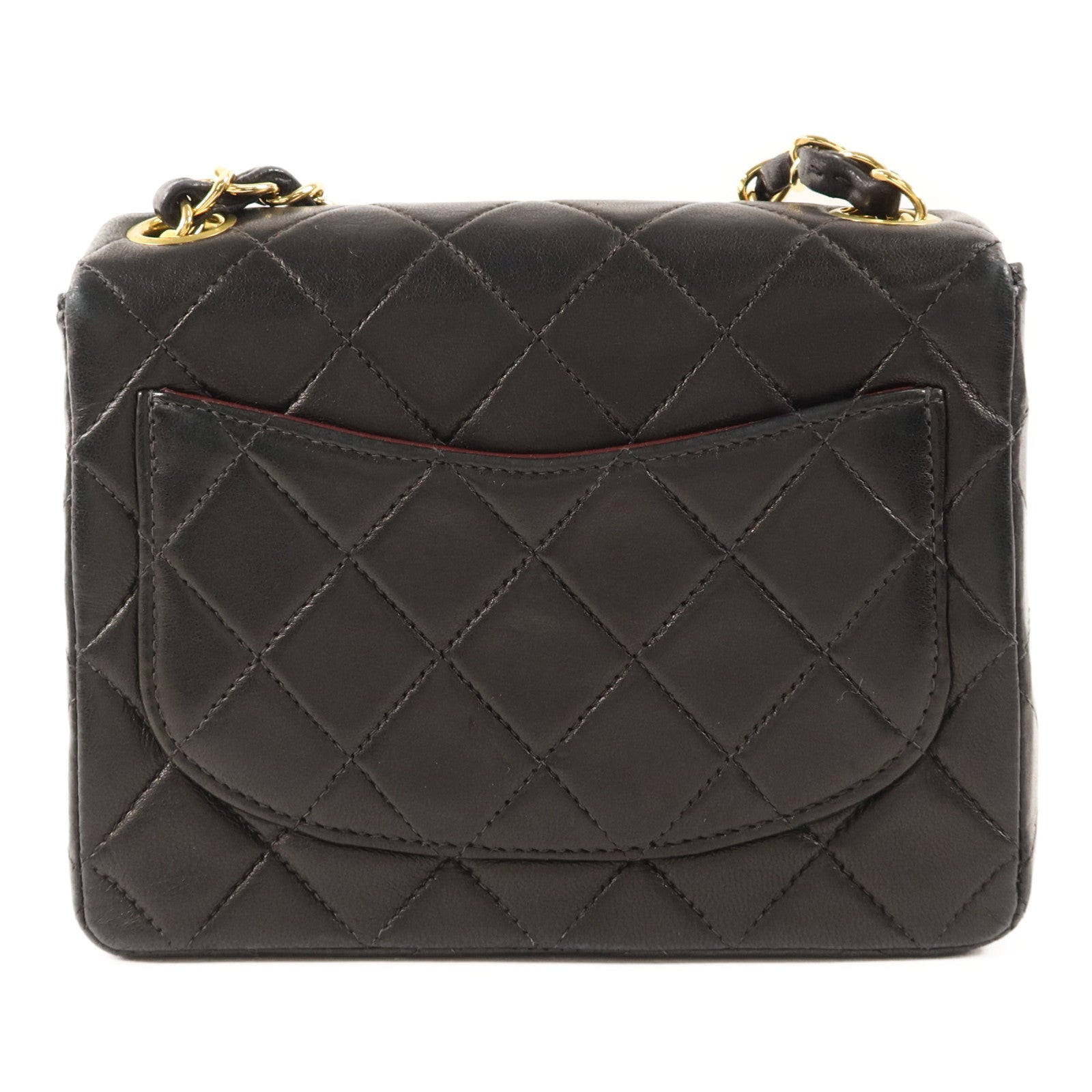 CHANEL 羊皮皮革Vintage Classic Mini Square 17金扣鏈帶肩背袋