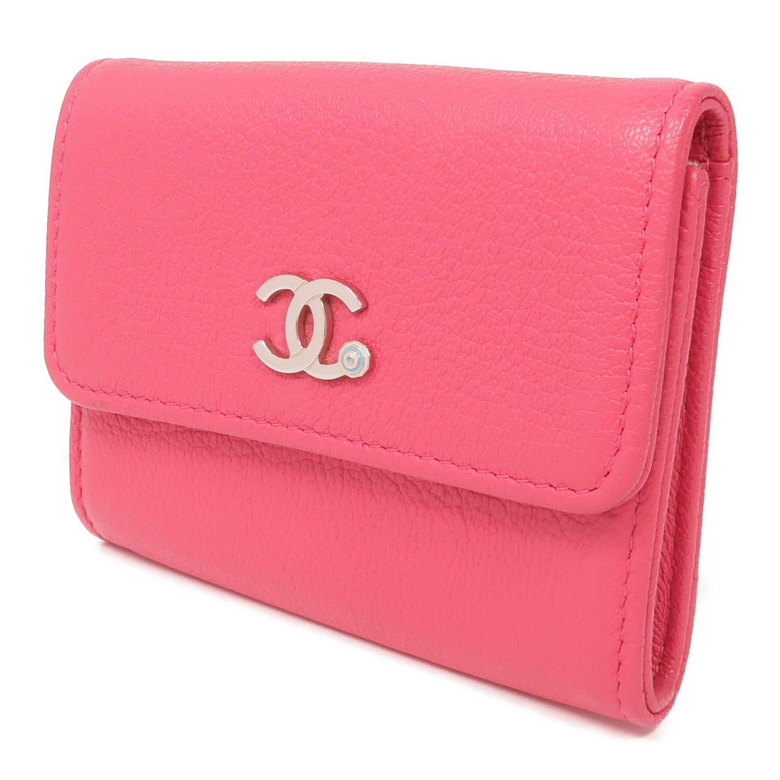 CHANEL 牛皮皮革Wallet銀扣錢包