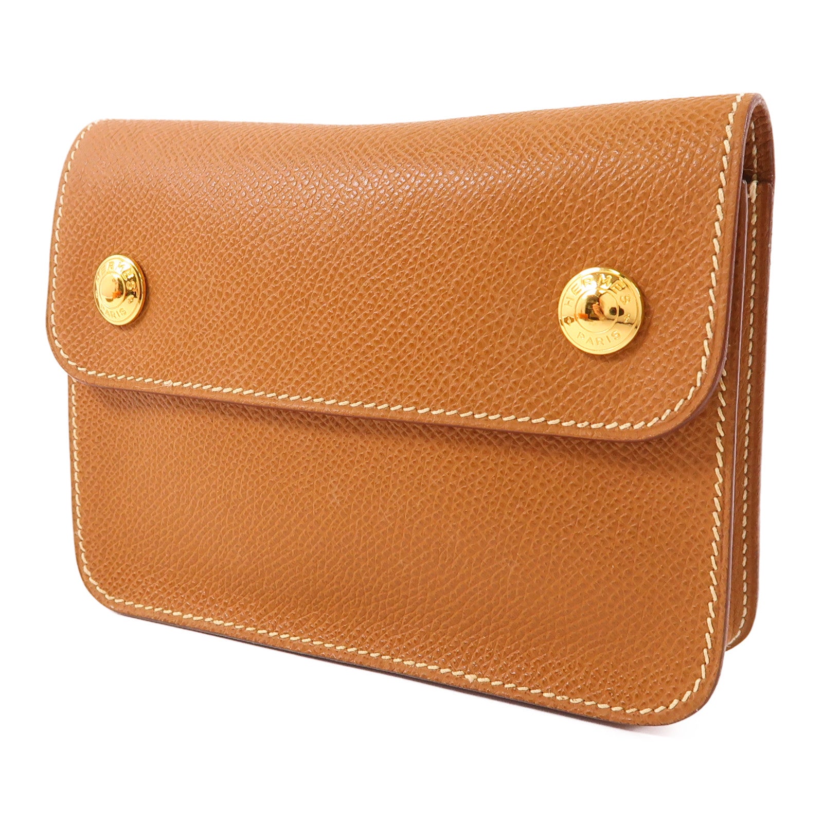 HERMES Epsom皮革Belt/Waist/Body Bag金扣腰包Gold