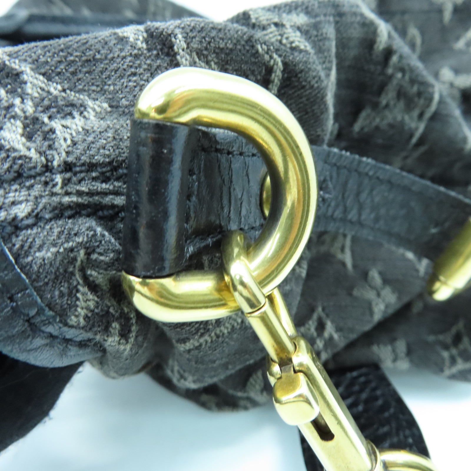 LOUIS VUITTON Monogram Denim Neo Cabby GM金扣手挽肩背兩用袋黑色