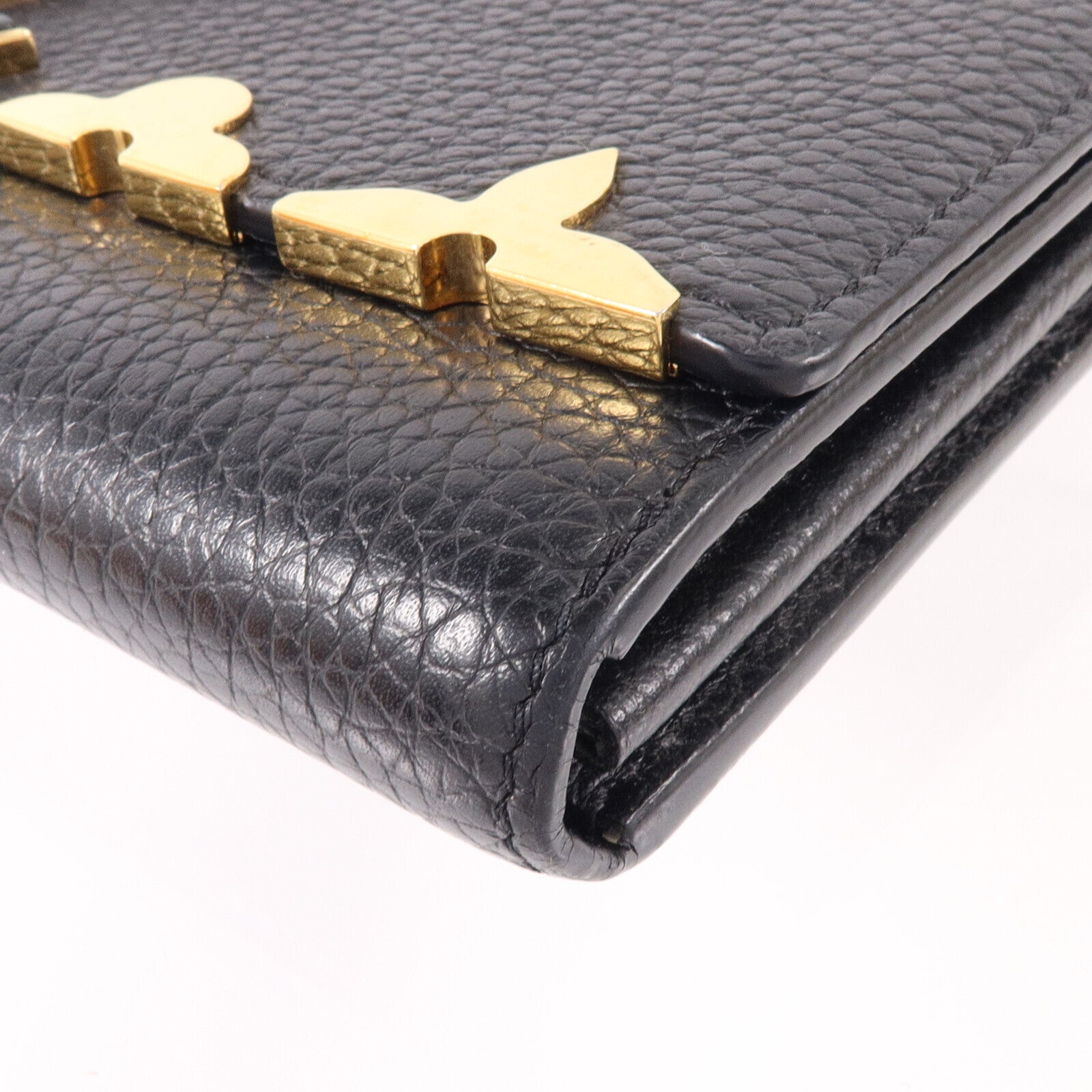 LOUIS VUITTON Taurillon皮革Capucines Wallet金扣長錢包