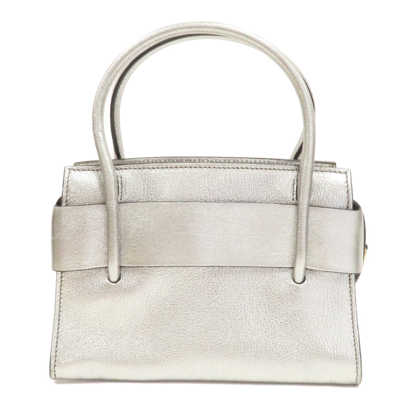 Miu Miu 【清倉大減價】牛皮皮革2 Way Shoulder金扣手挽肩背兩用袋銀色