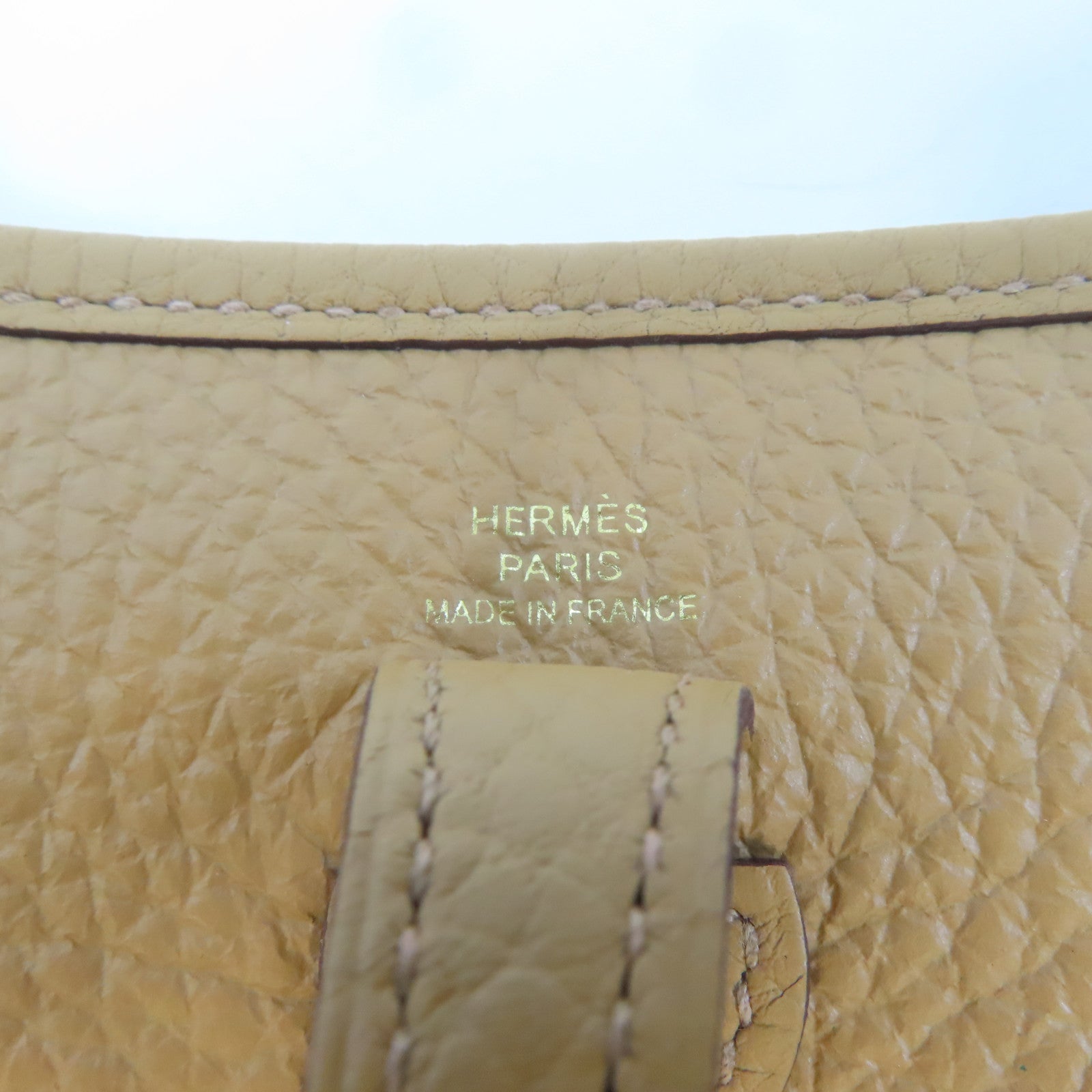 HERMES Clemence皮革Evelyne TPM金扣肩背袋Biscuit/啡色
