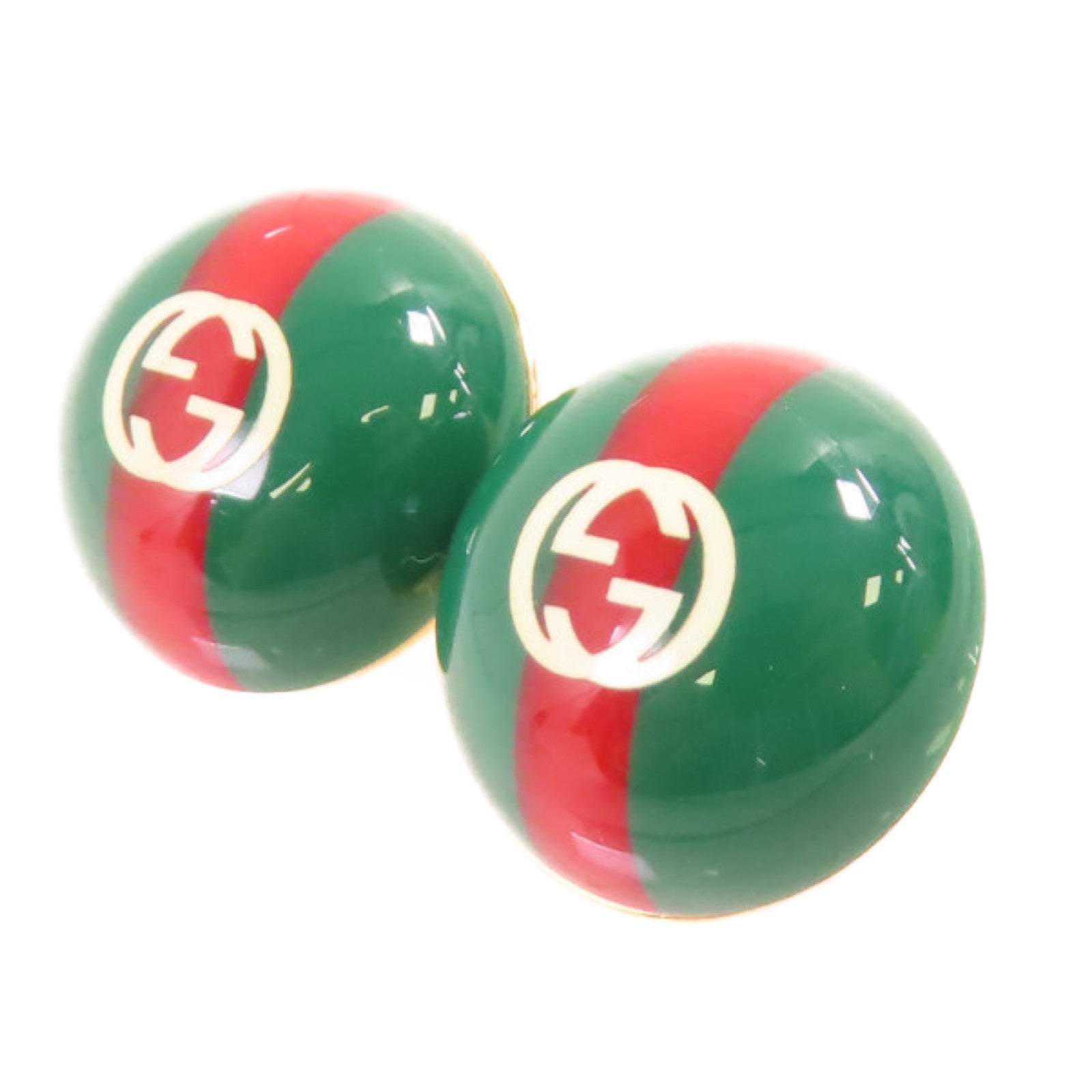 GUCCI 金屬GG Earring金扣耳環綠色/紅色