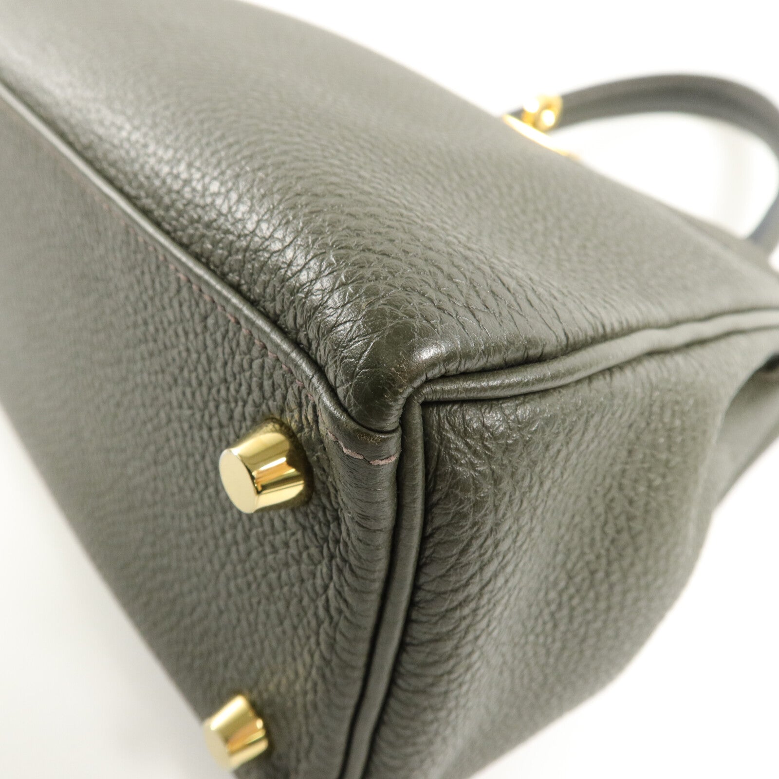 HERMES 皮革Kelly 25手挽肩背兩用袋Vert De Gris