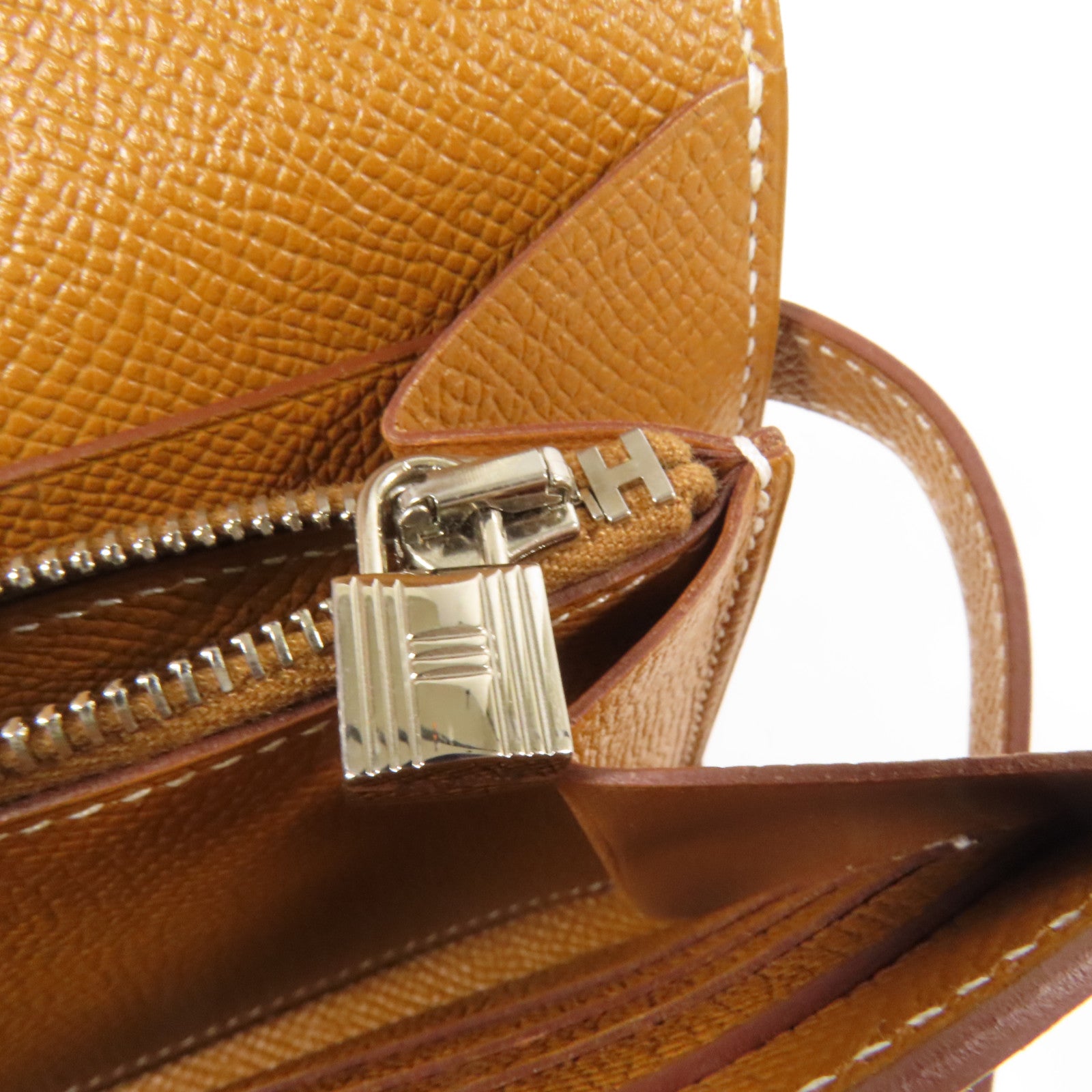 HERMES Epsom皮革Kelly Wallet銀扣長錢包Gold