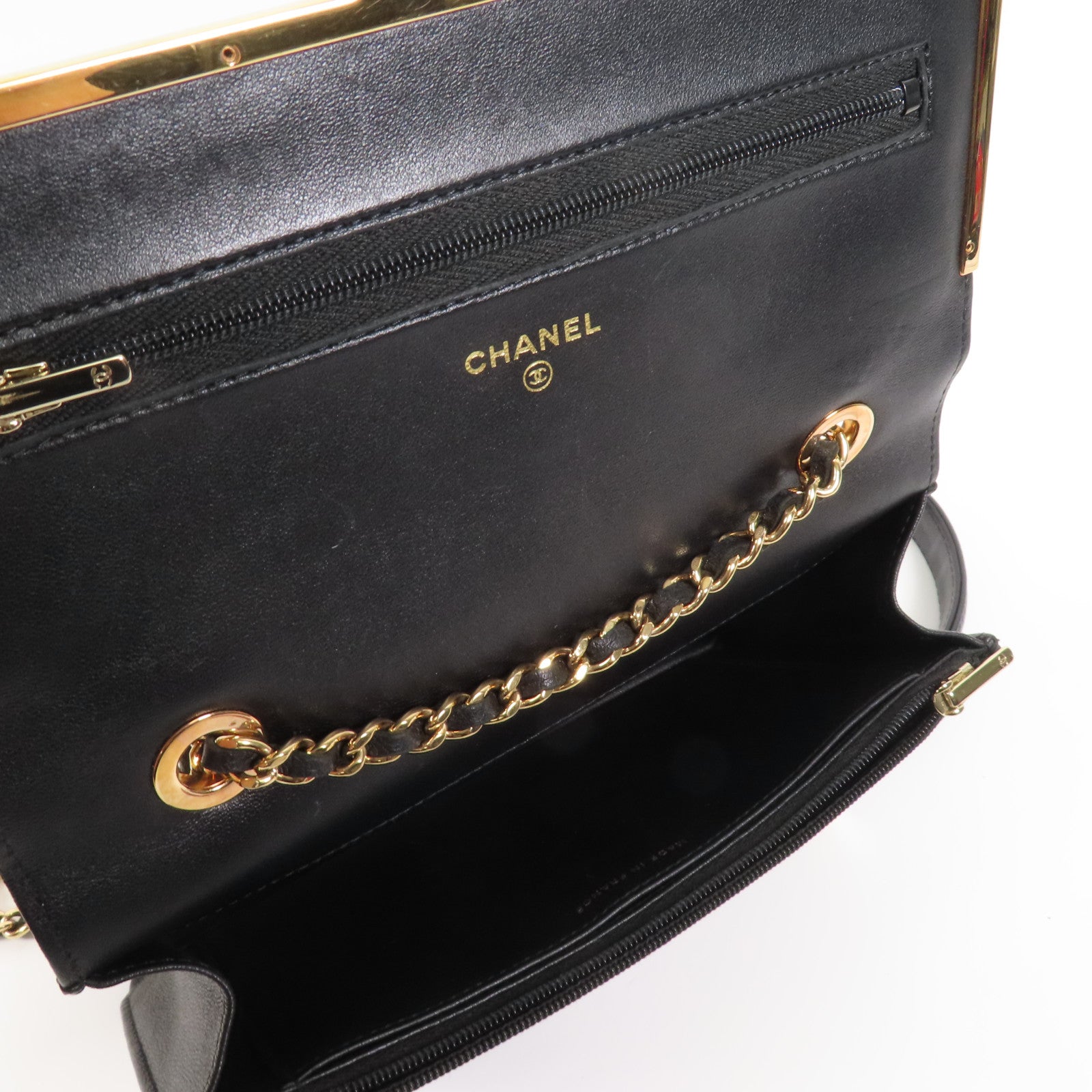 CHANEL 羊皮皮革Wallet On Chain金扣肩背袋